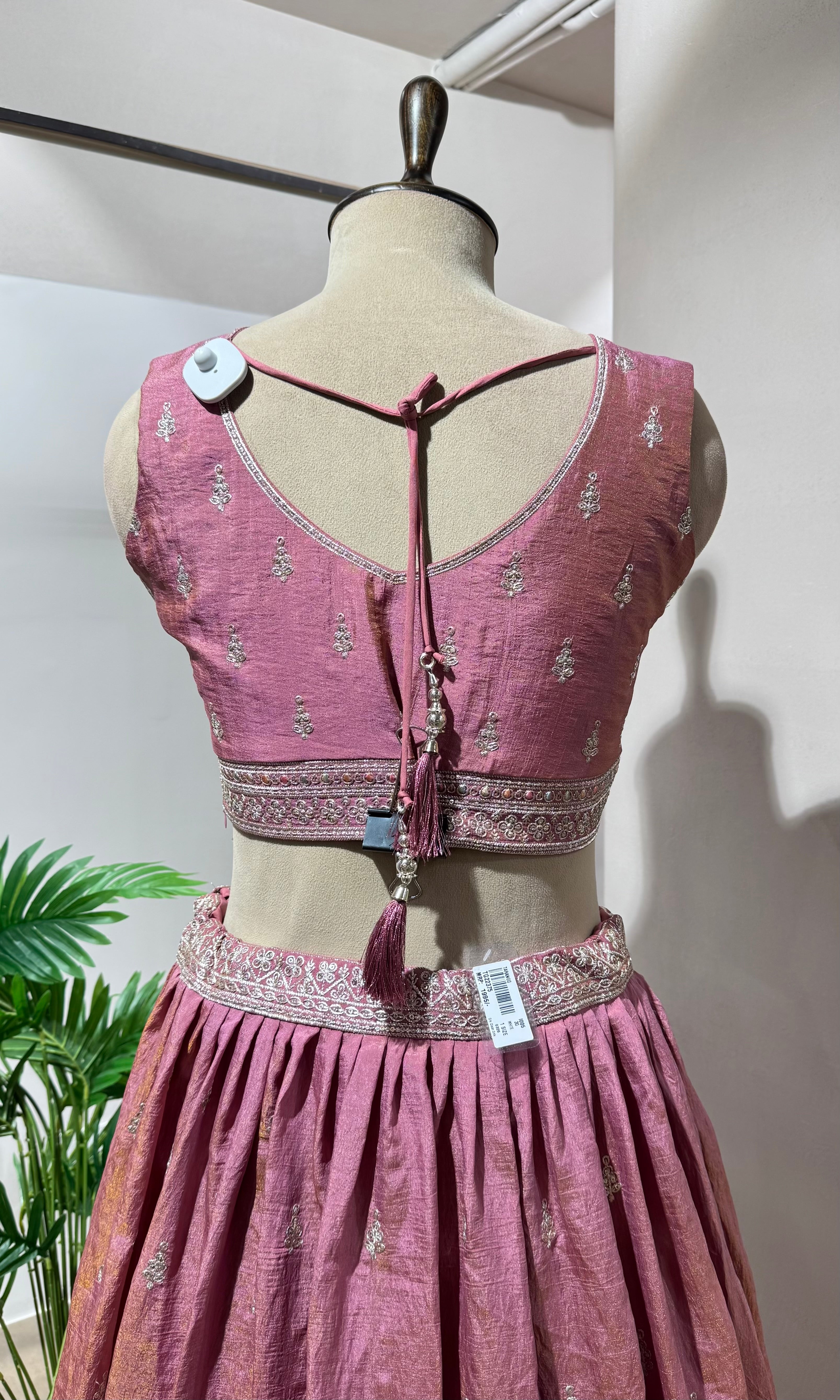 Onion pink Silk Lehenga with Intricate Zari Work