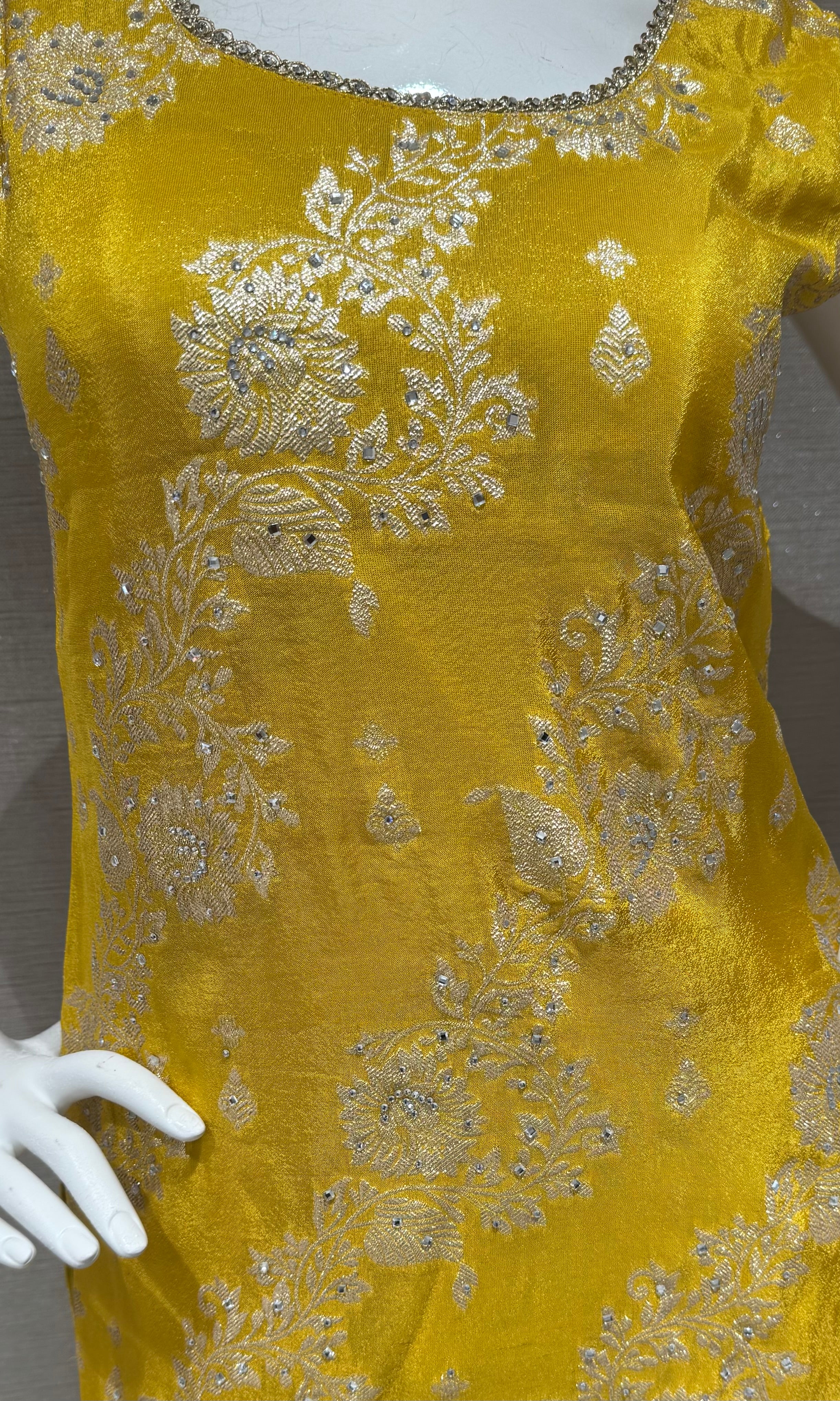 Vibrant Yellow Embroidered Sharara Set with Dupatta