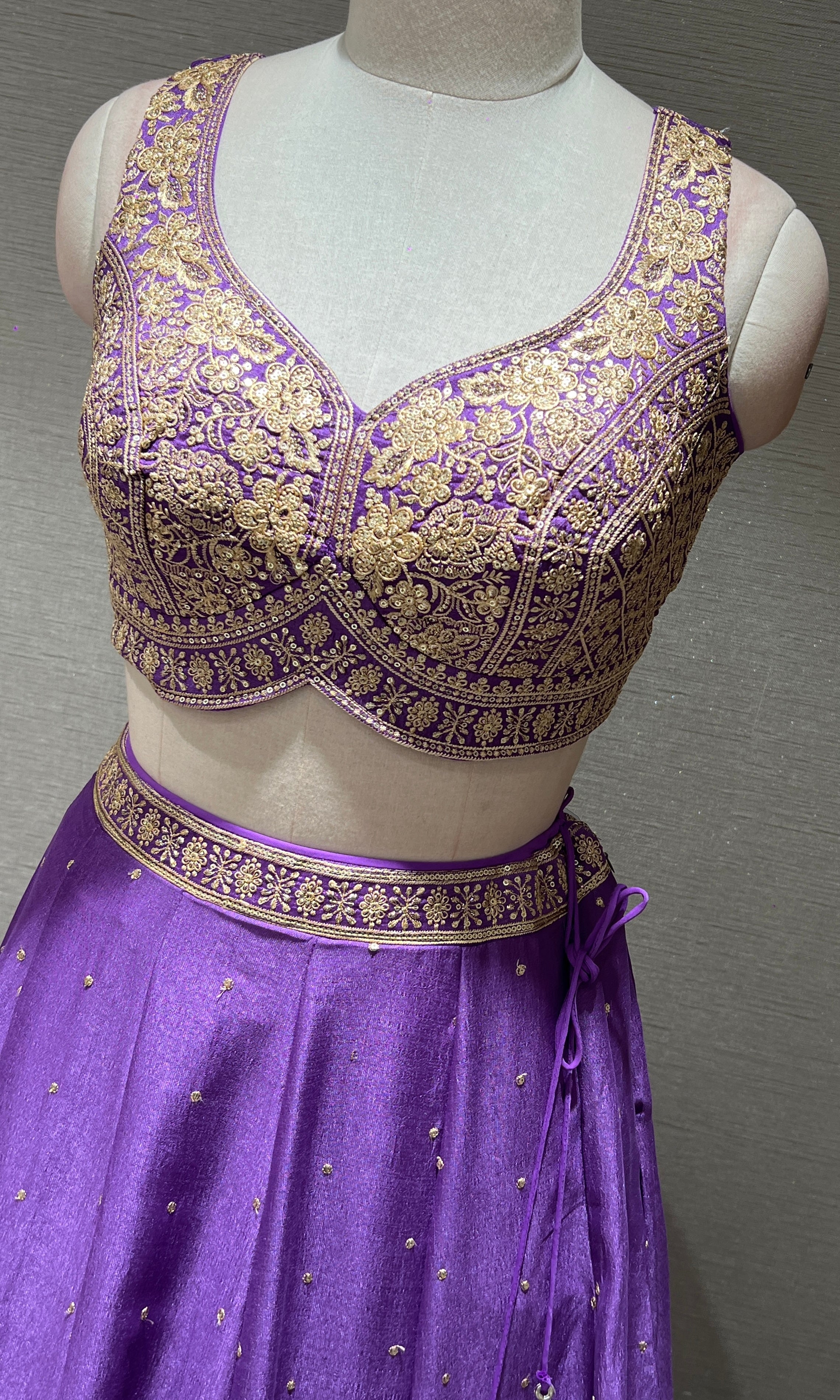 LIGHT Purple Chanderi Silk Embroidered Lehenga Set