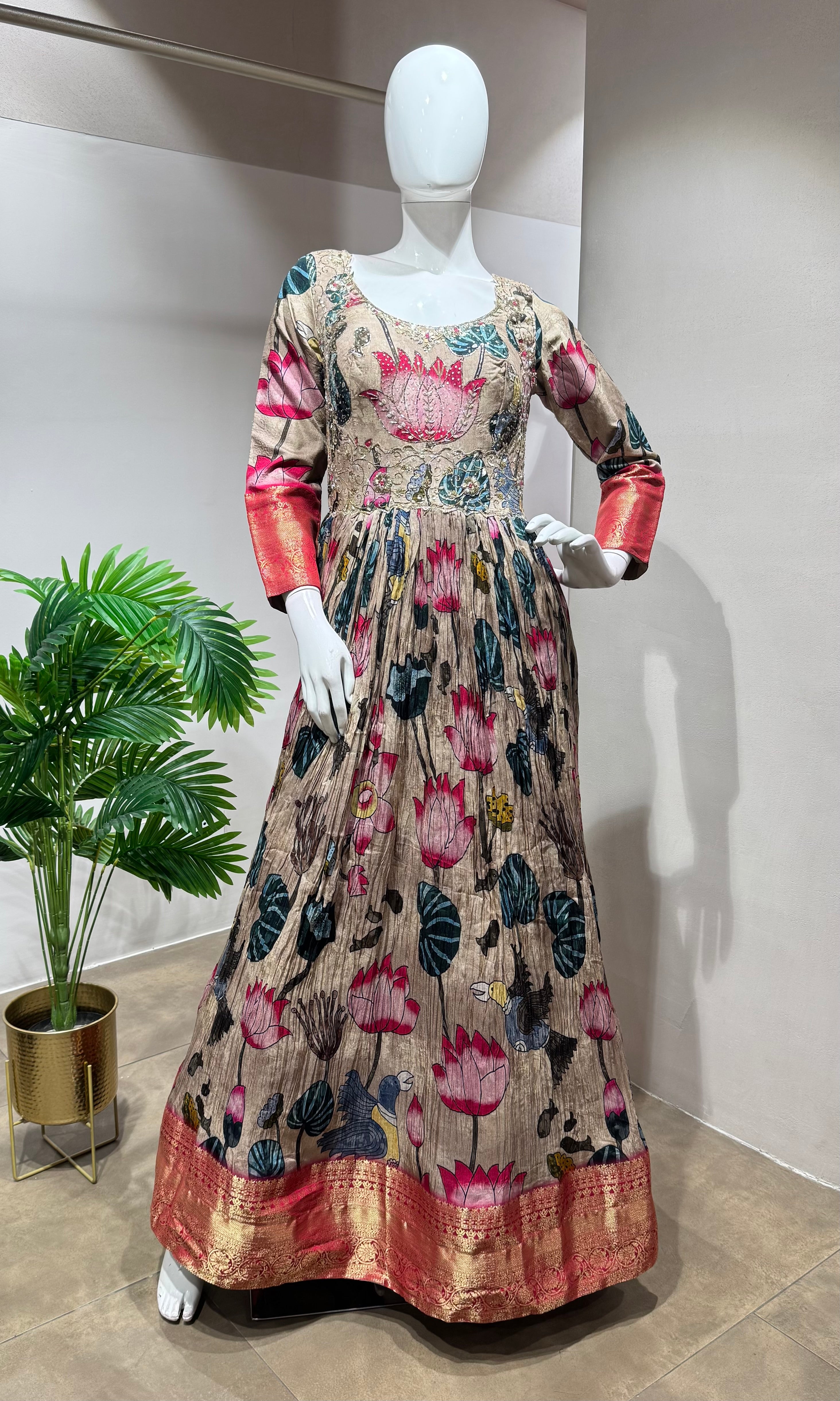 Multi FLORAL kalamkari Anarkali