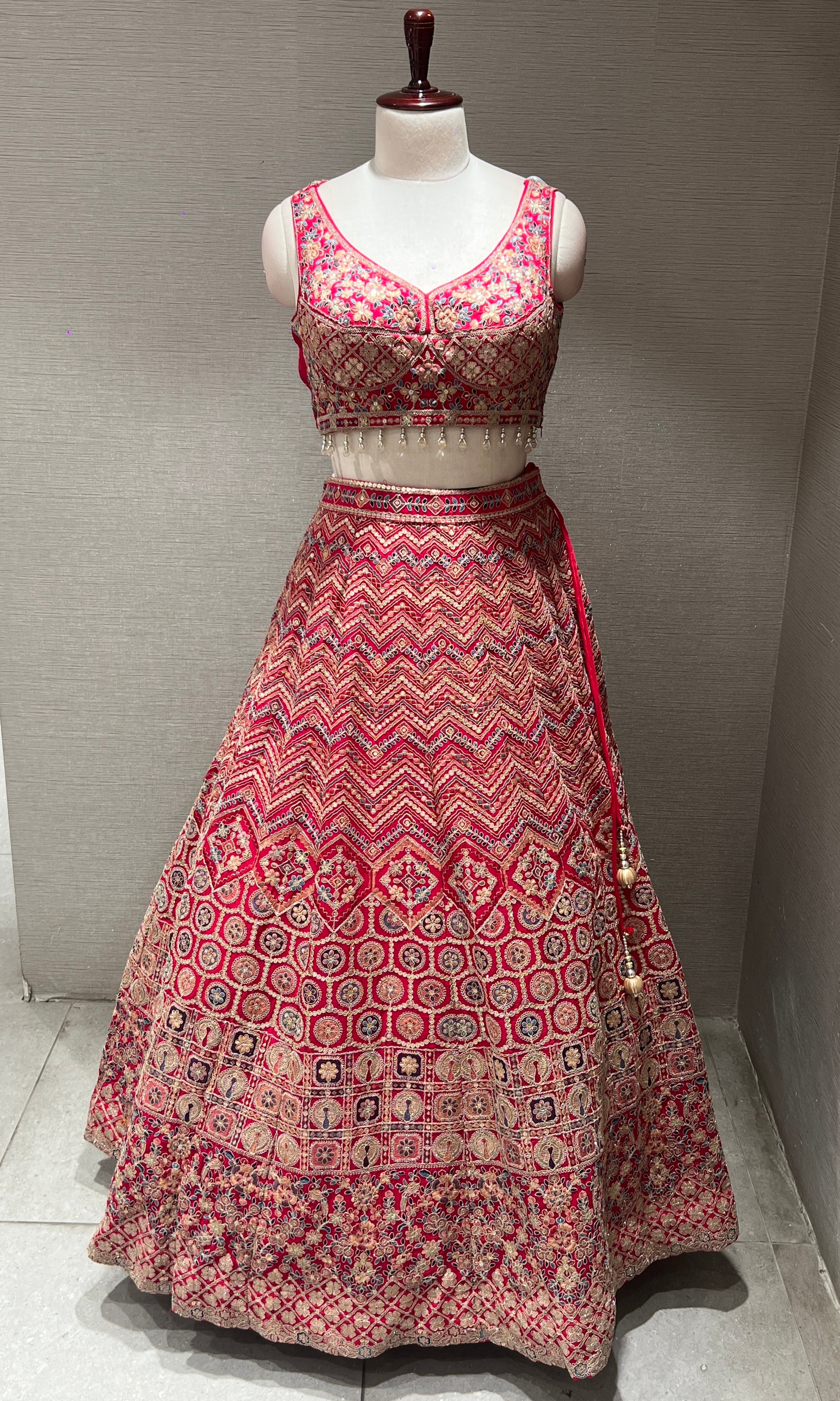 lotus pink lehenga with intricate embroidery