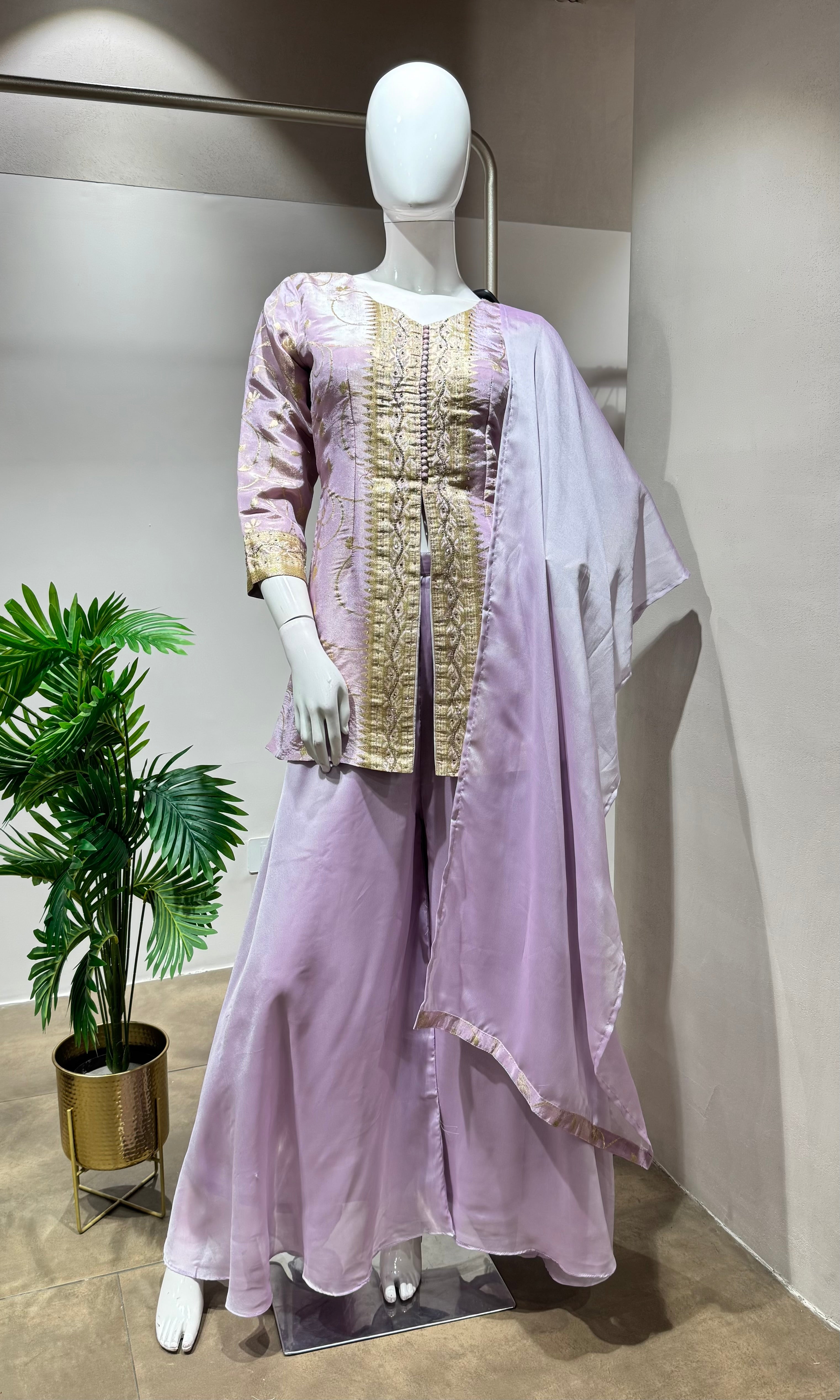 Lavender peplum palazzo set