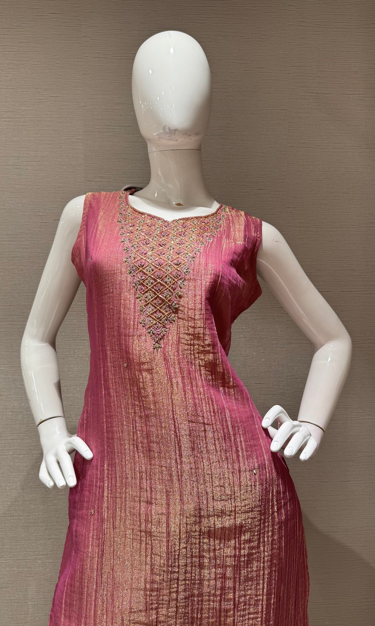 Wine Tissue Silk Ethnic Kurta Set with Dupatta