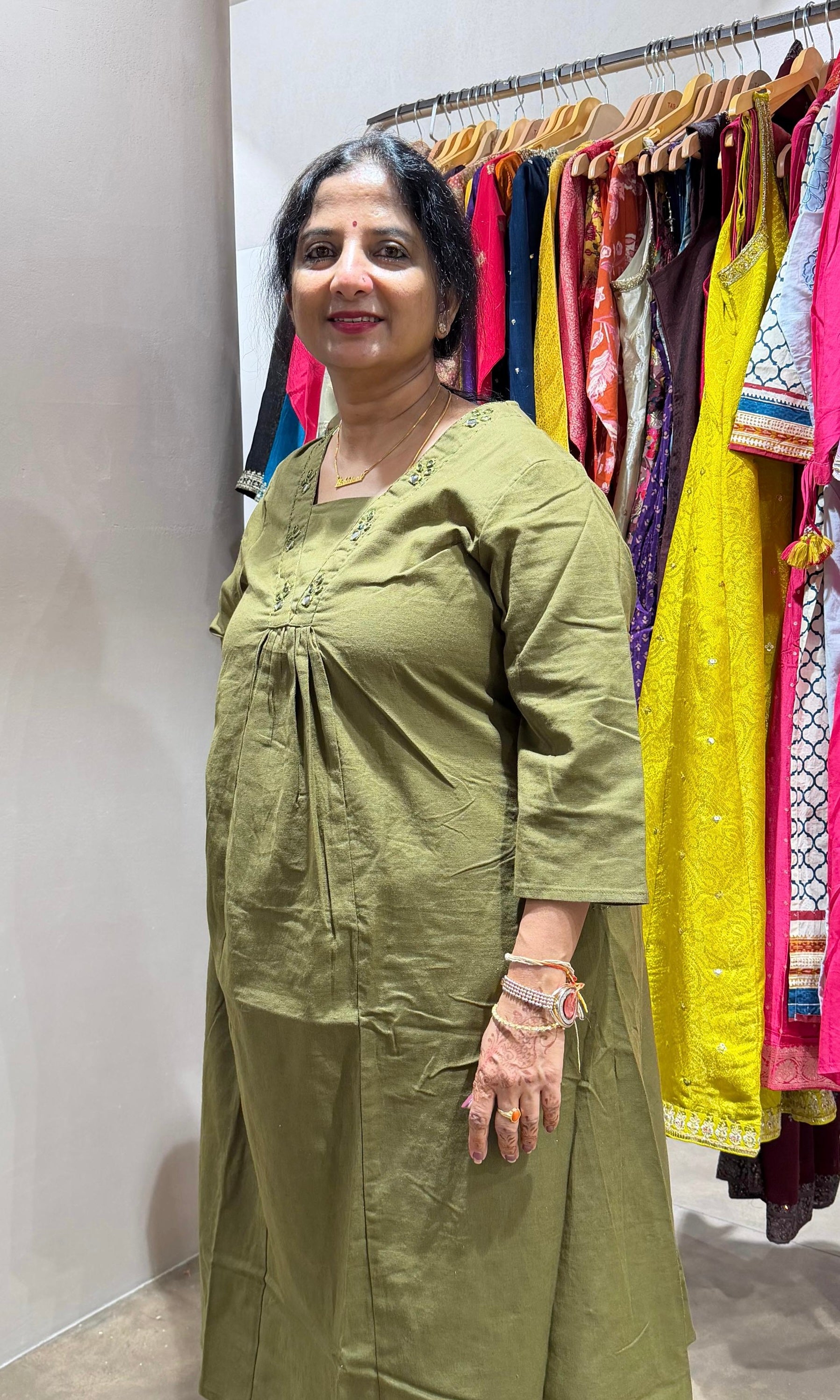 Mehandi green KURTI WITH BOTTOM