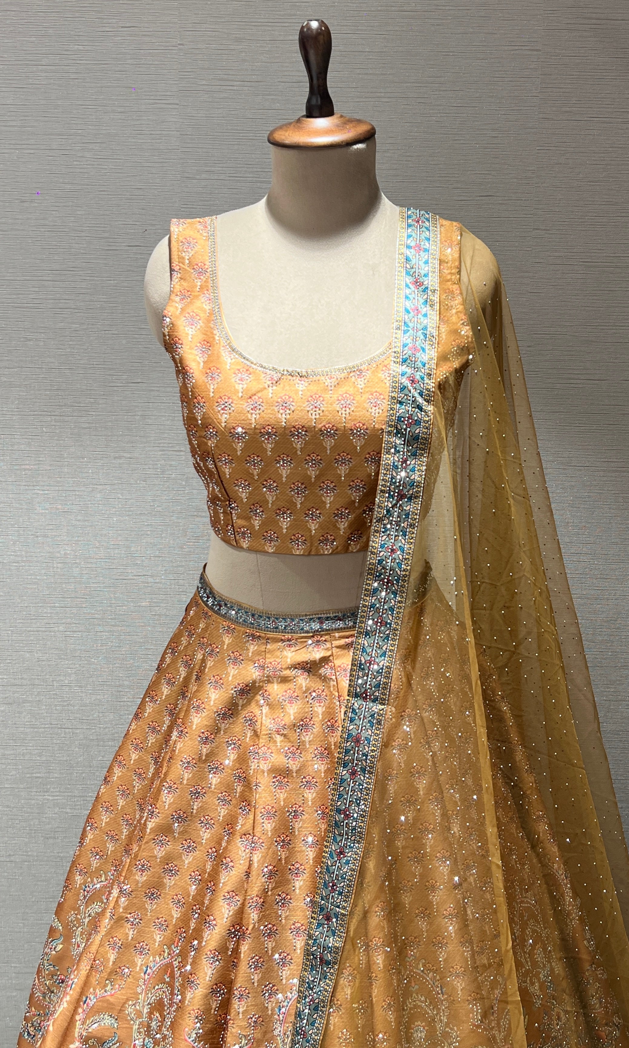 Mustard Yellow Embroidery Lehenga