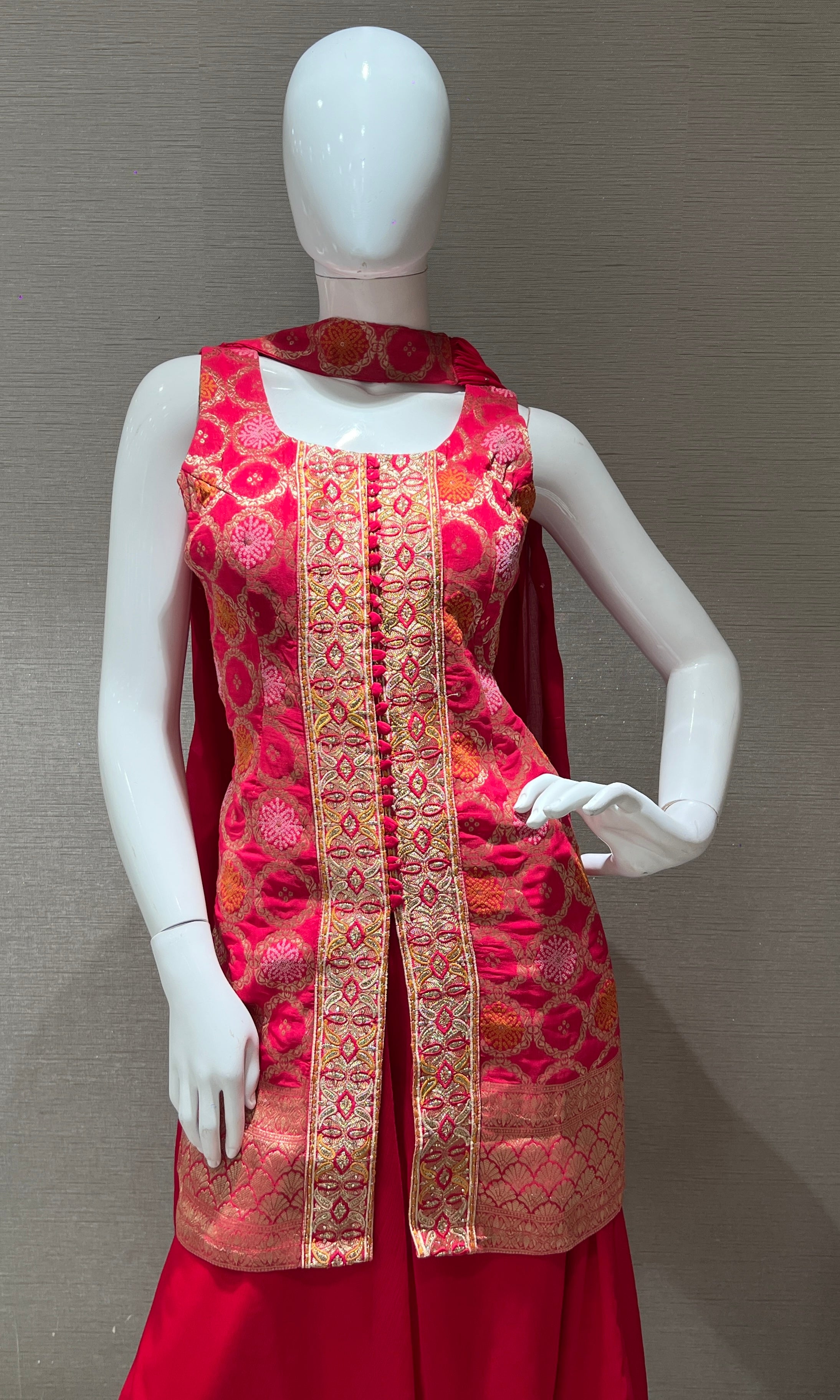 pink Floral Printed Kurta with Palazzo Pants