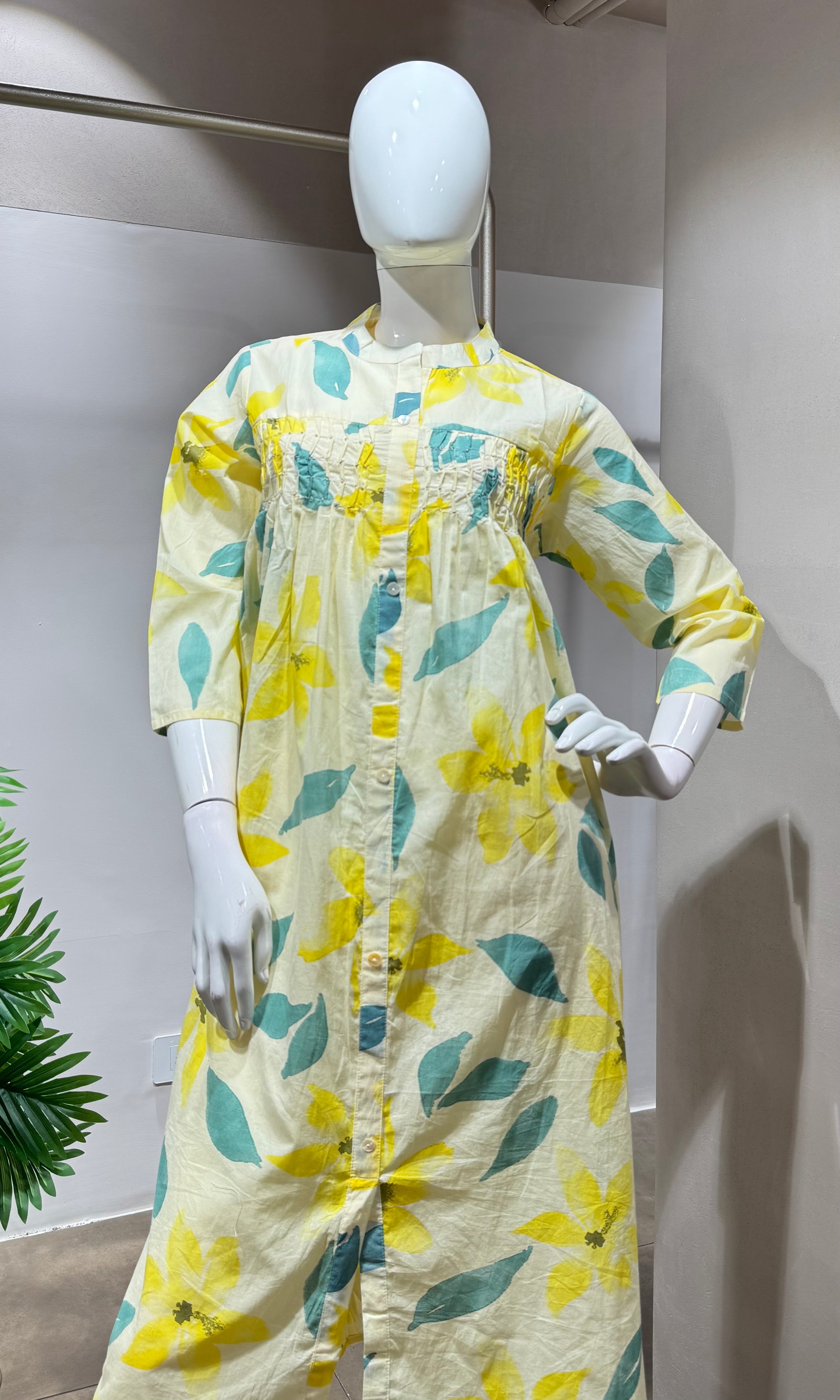 Yellow LEAF DESIGN SPRING SUMMER kurta set