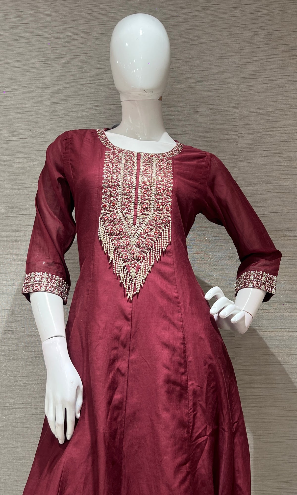 Maroon Anarkali KURTA SET