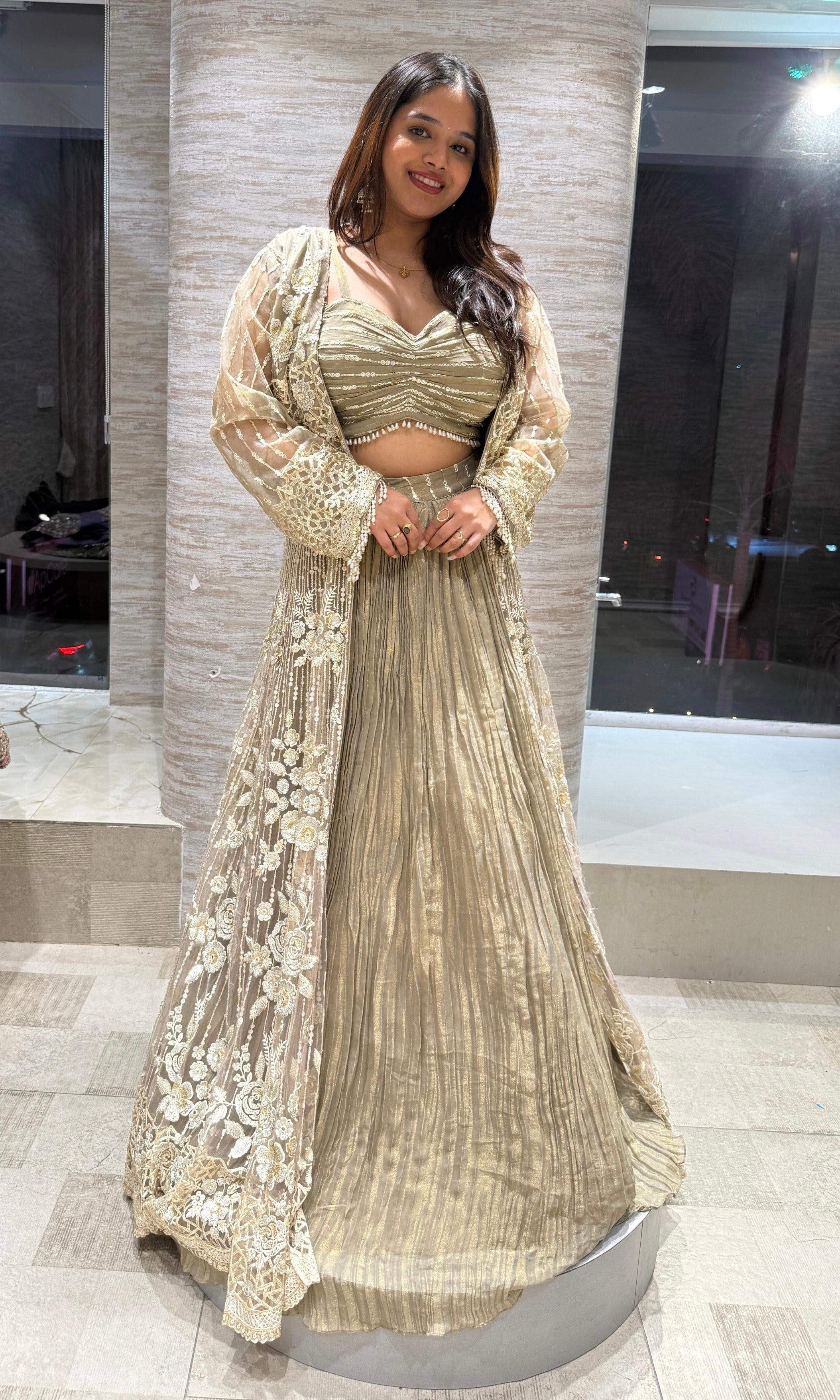 Golden Cape CROP TOP Lehenga