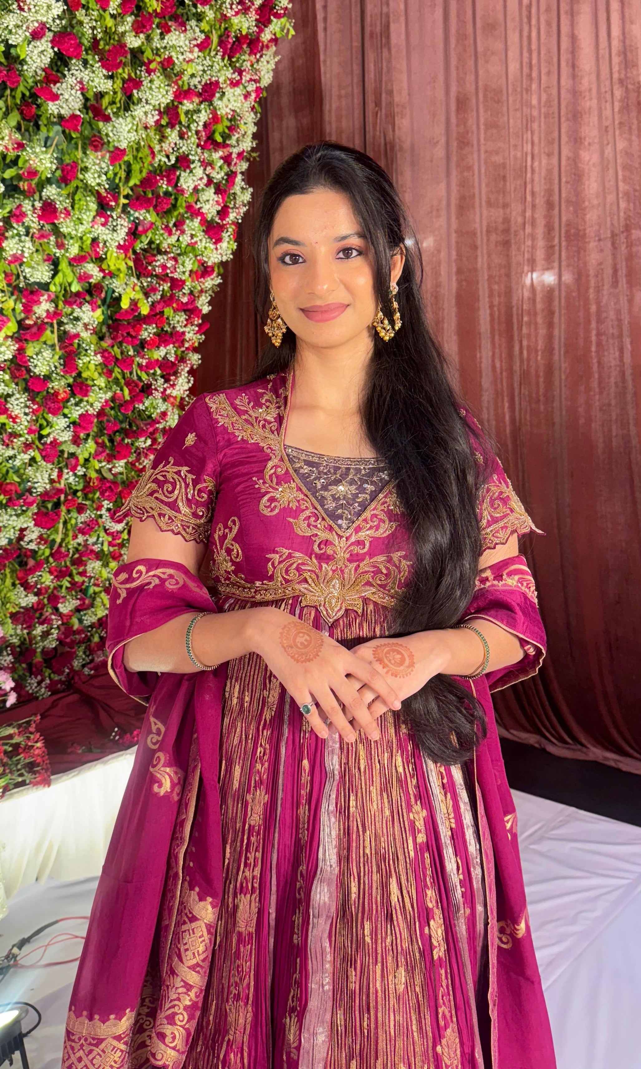 Magenta pink Banarasi Anarkali