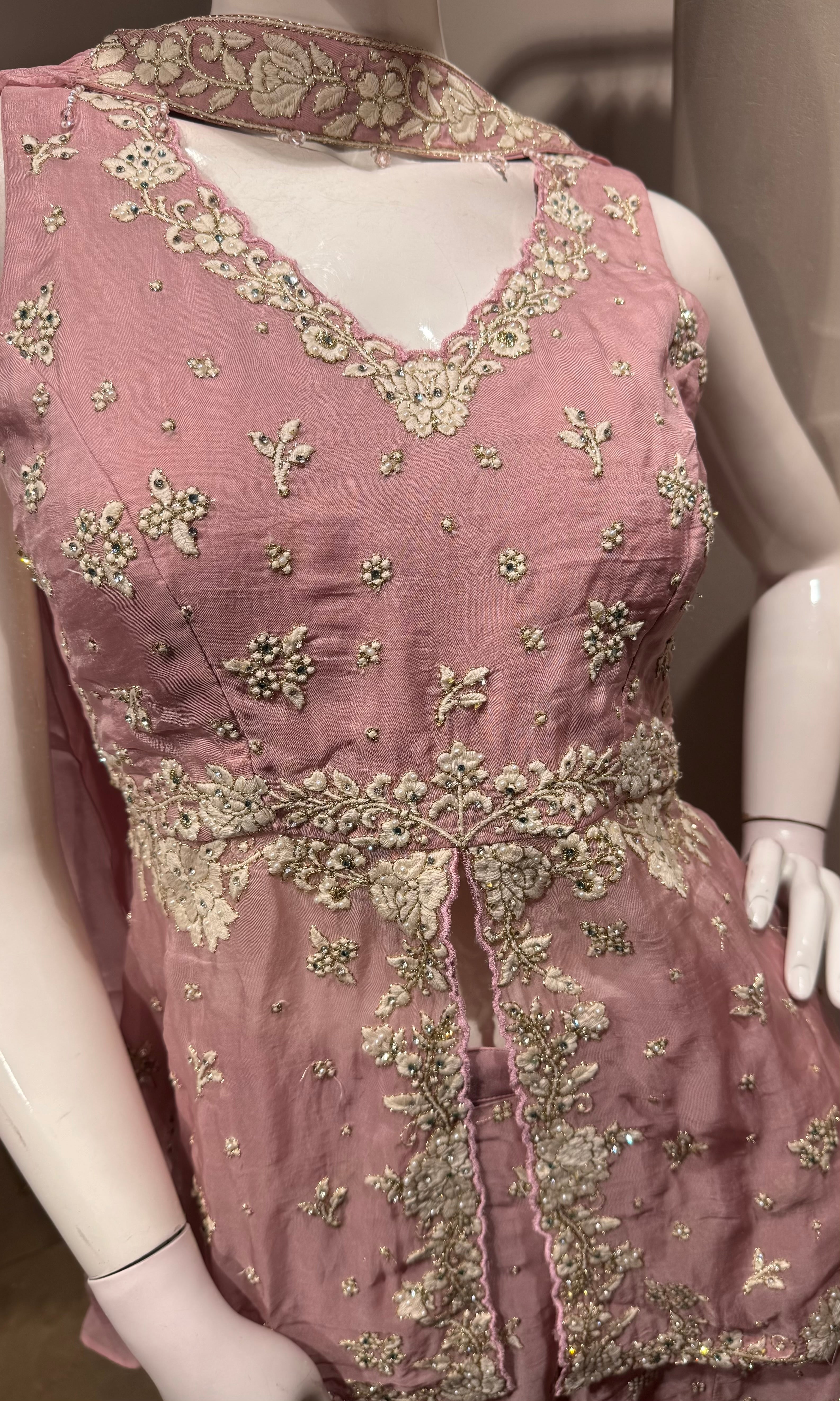 Pink Georgette Party Wear Palazzo Ensemble