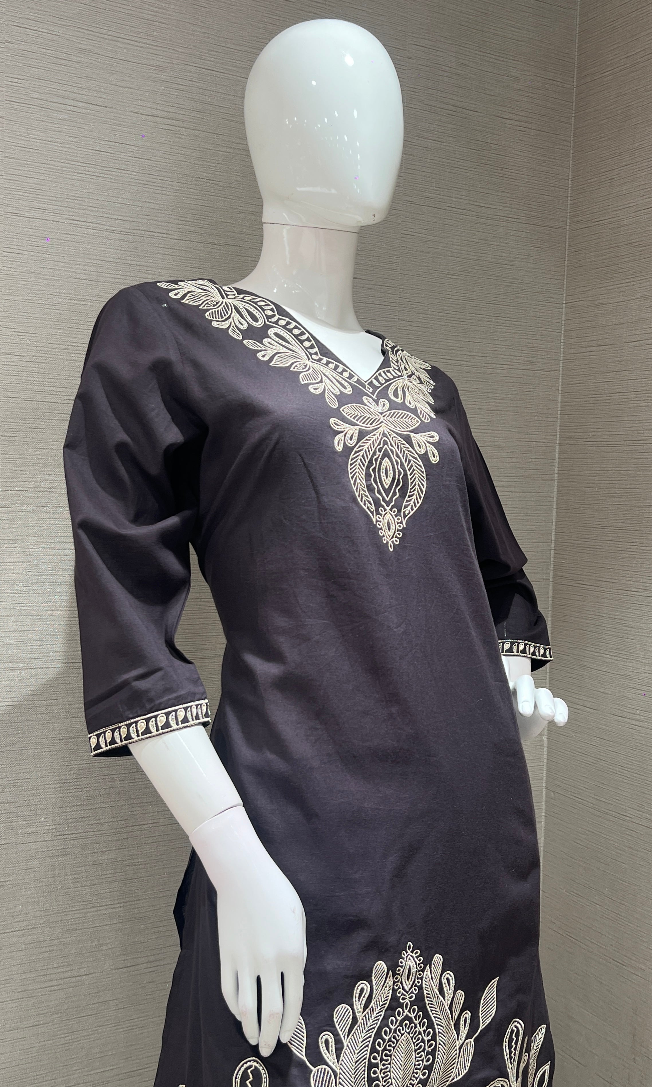 Grey EMBROIDERED kurta set