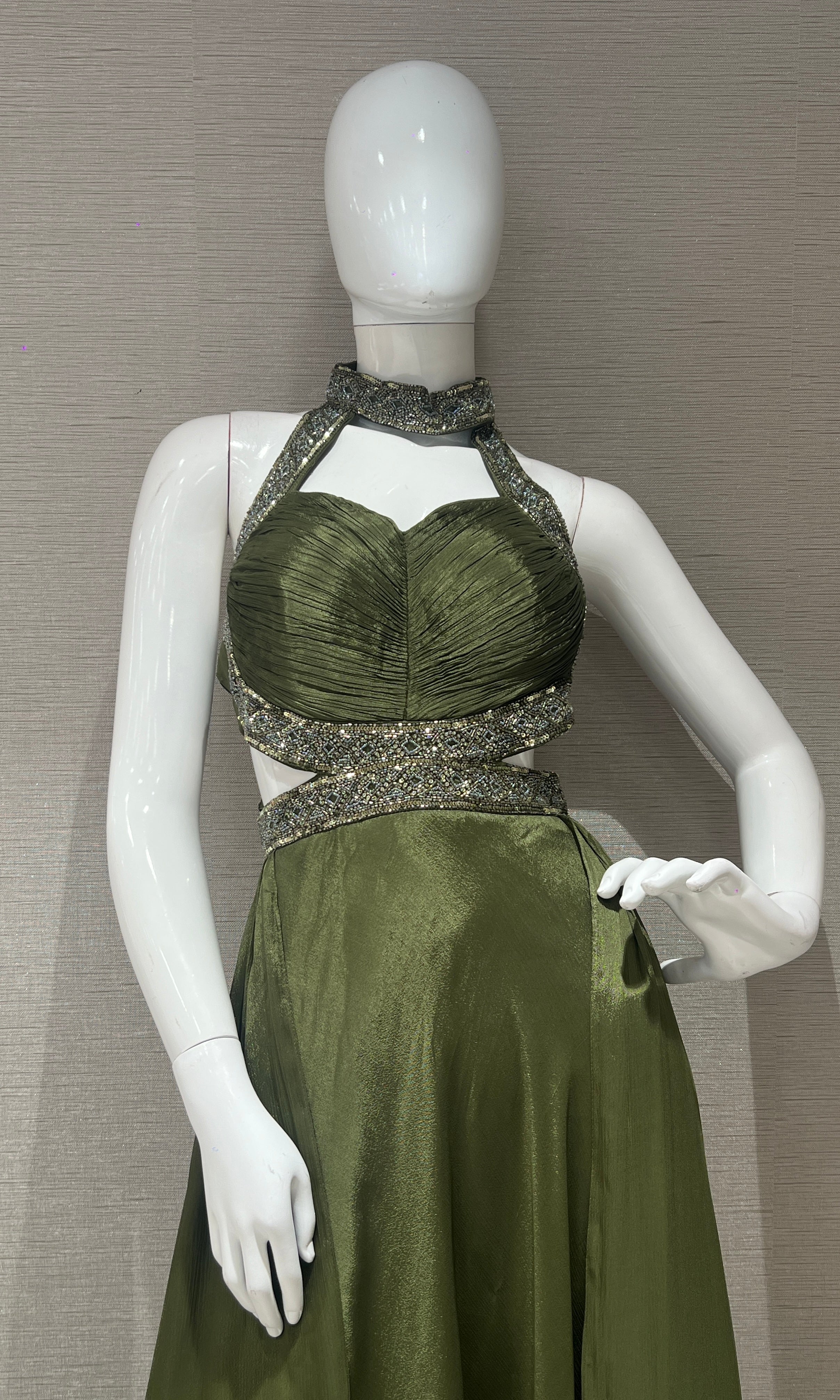 Green long dress