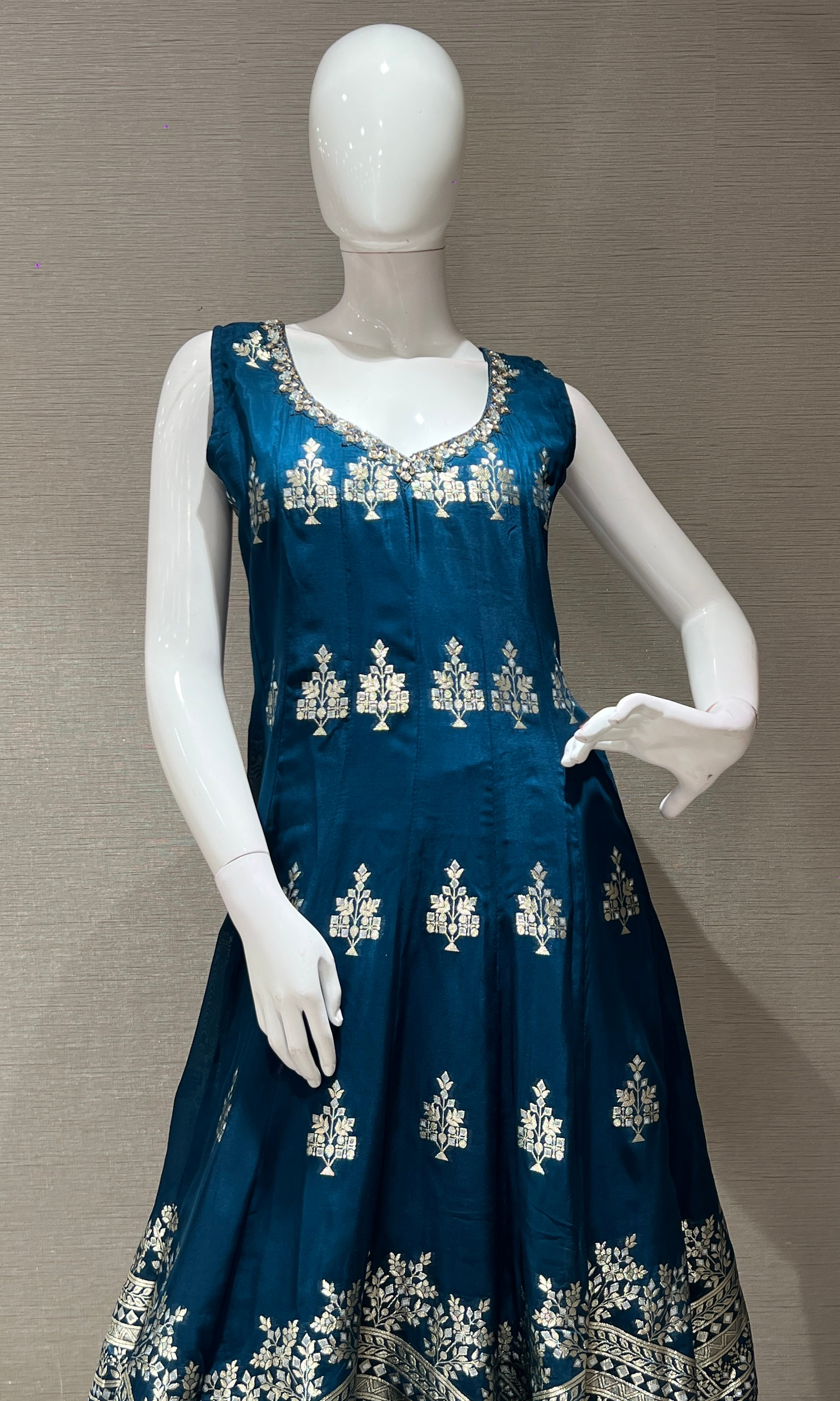 peacock Blue Anarkali with palazzo pants