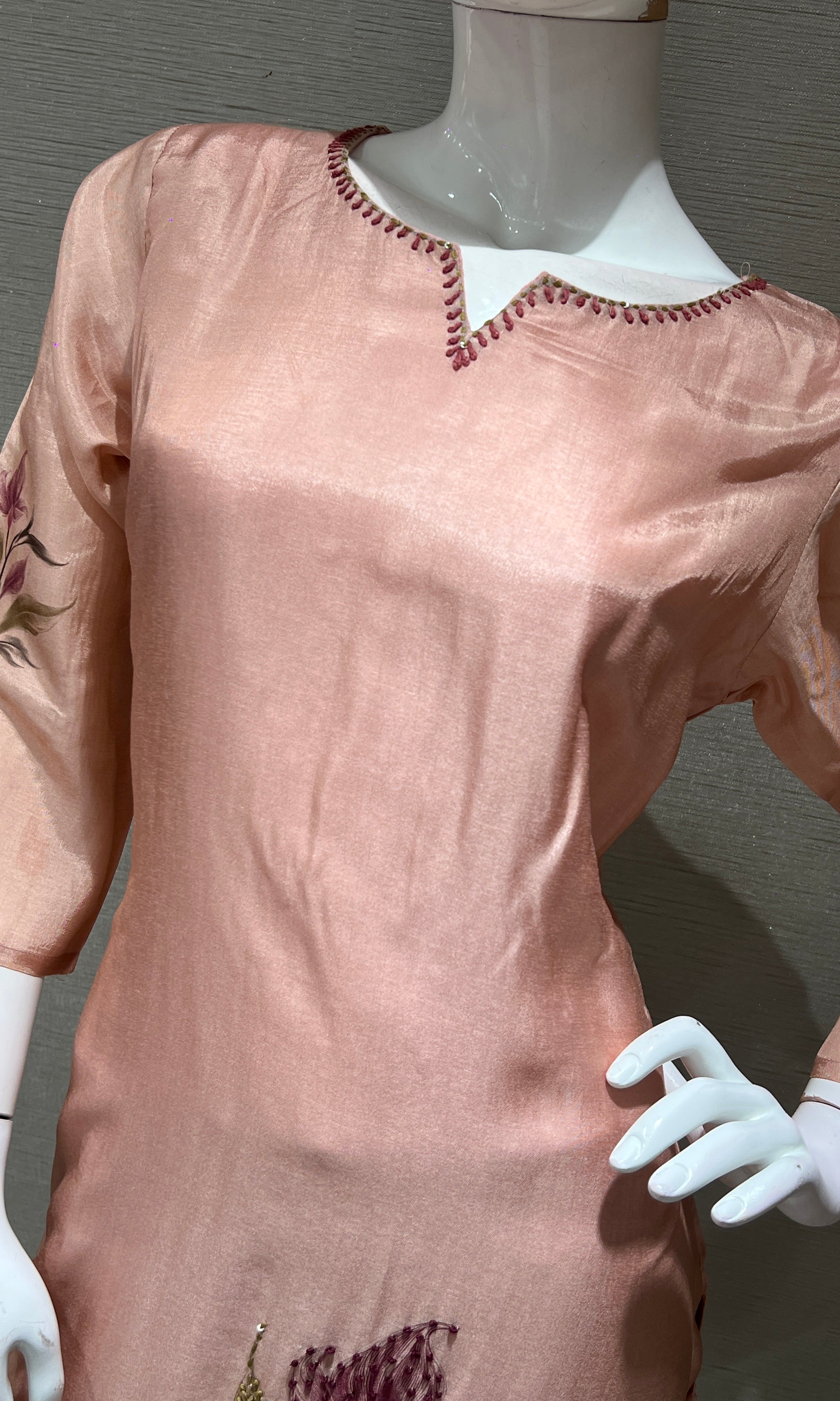 Peach FLORAL EMBROIDERED kurta set