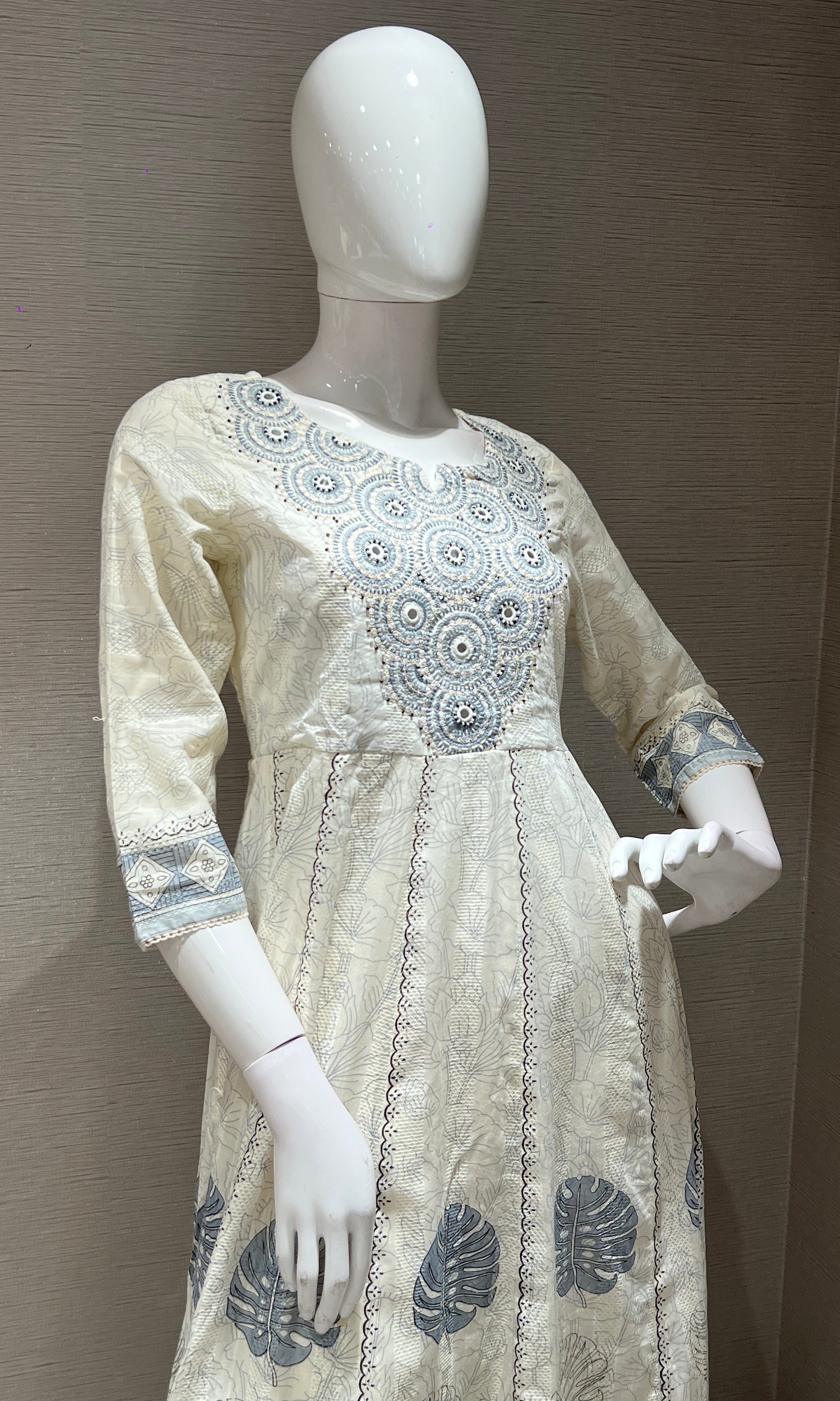 Light blue floral print kurta set