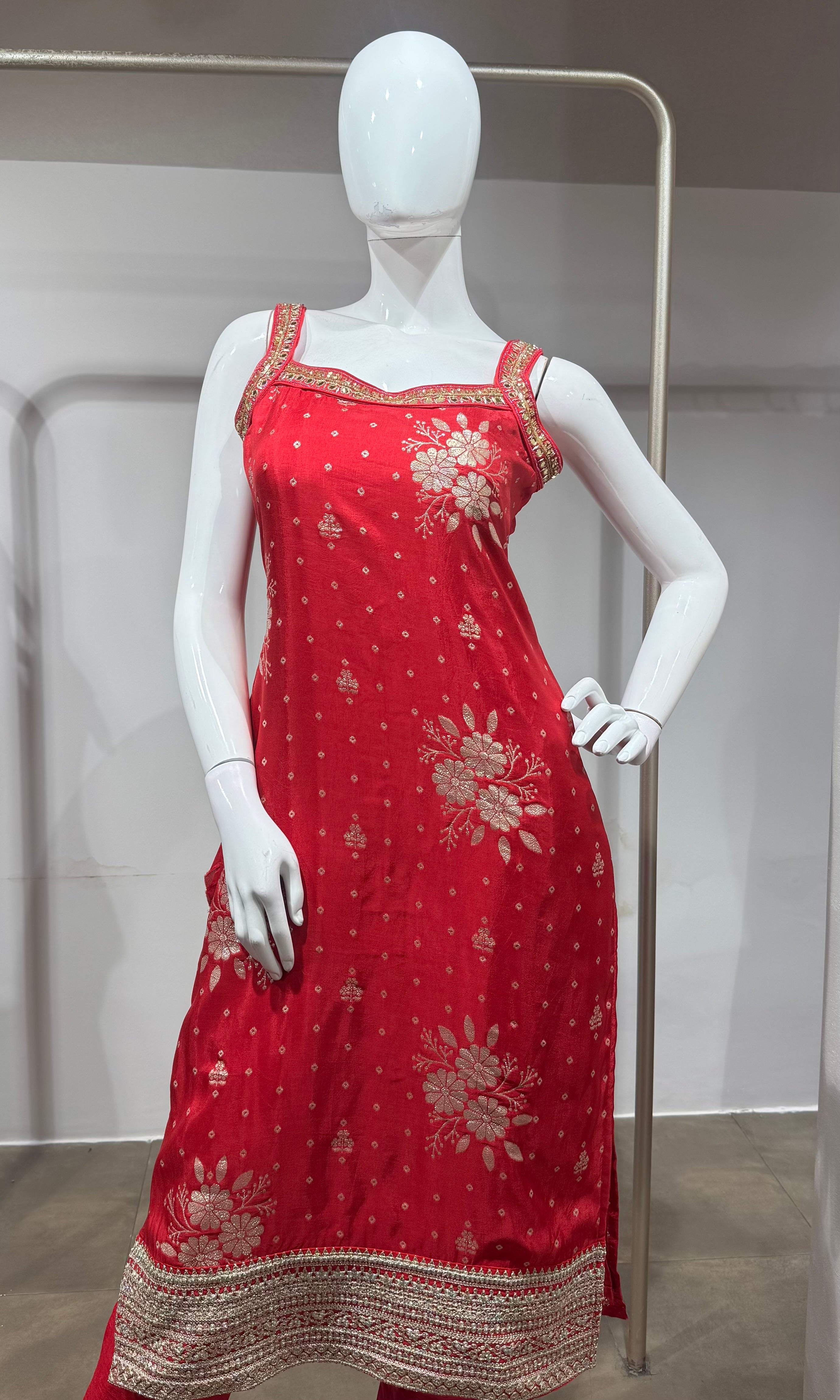 Rani Pink Embroidered Kurta Set with Dupatta