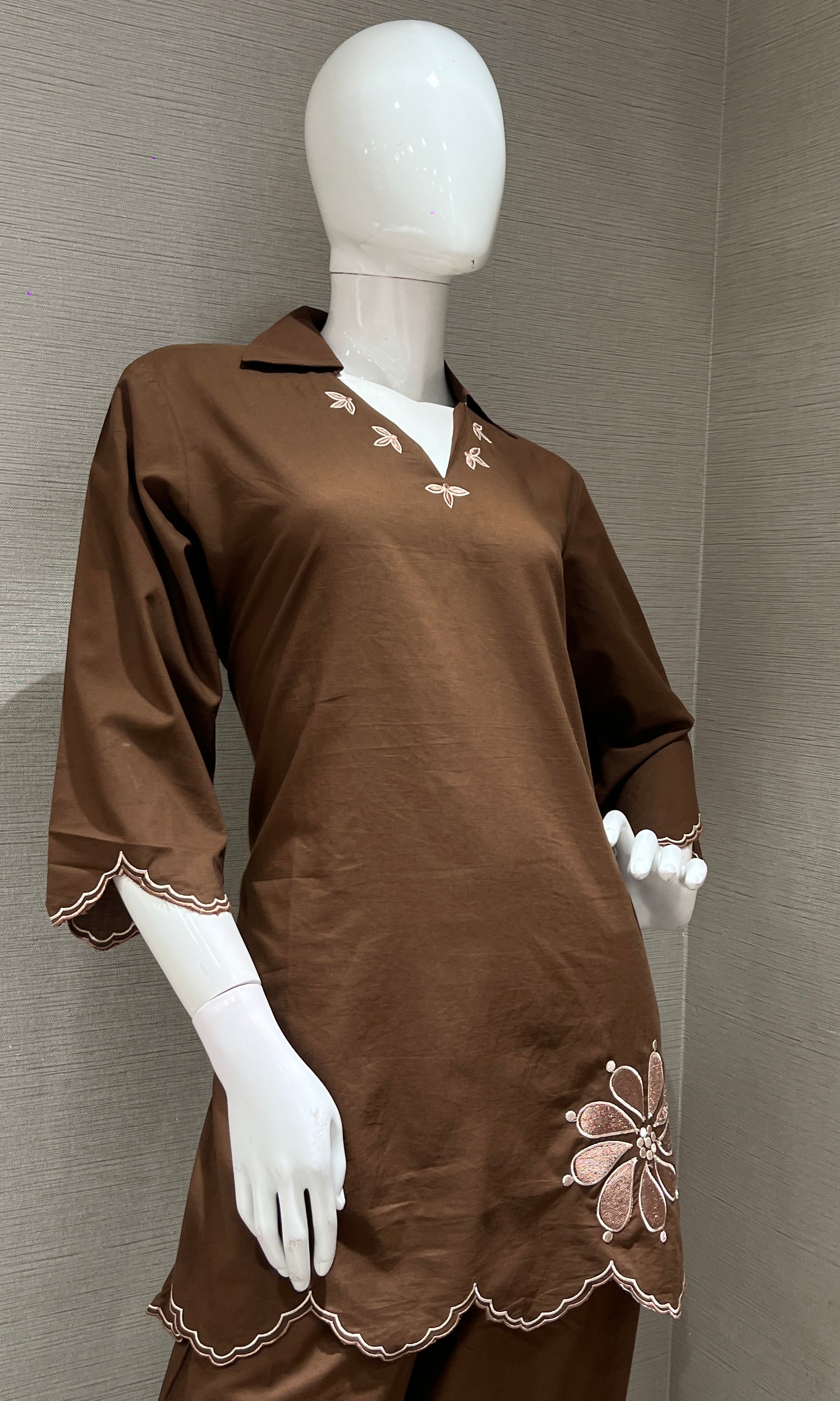 Brown FLORAL CORD SET