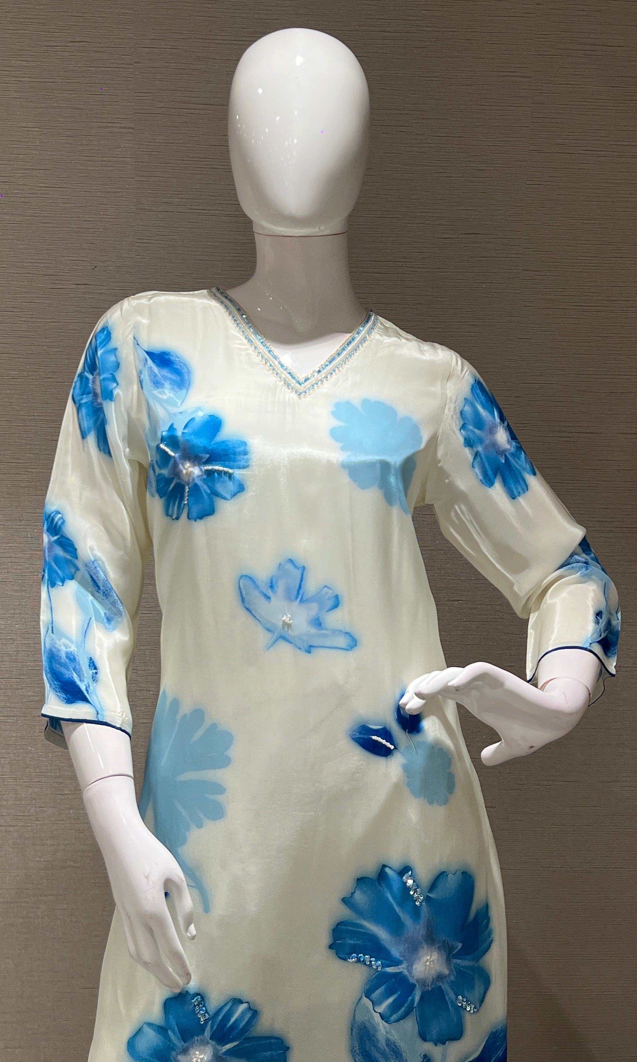 cream floral printed kurta set