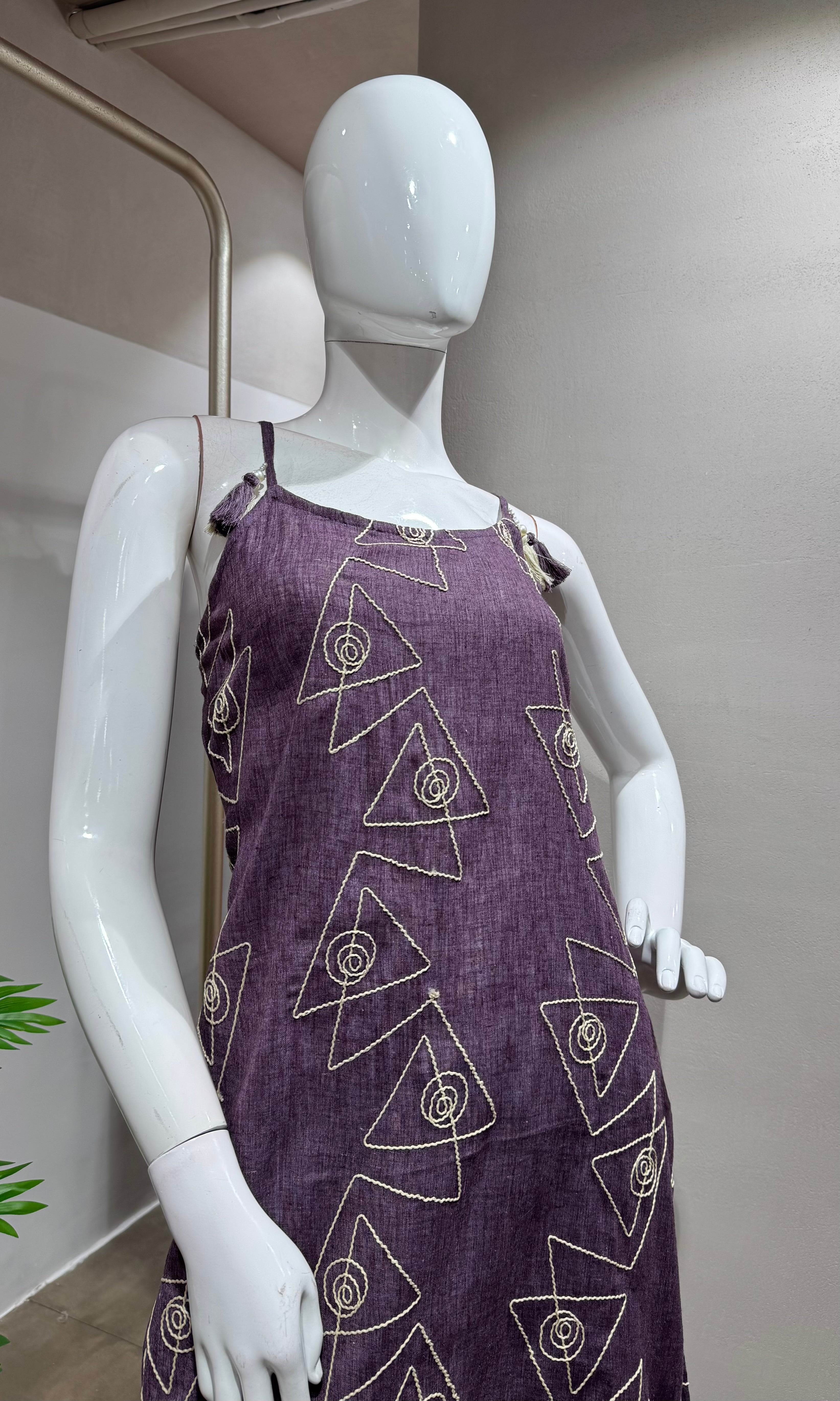 WINE Embroidered Kurta Set with Dupatta