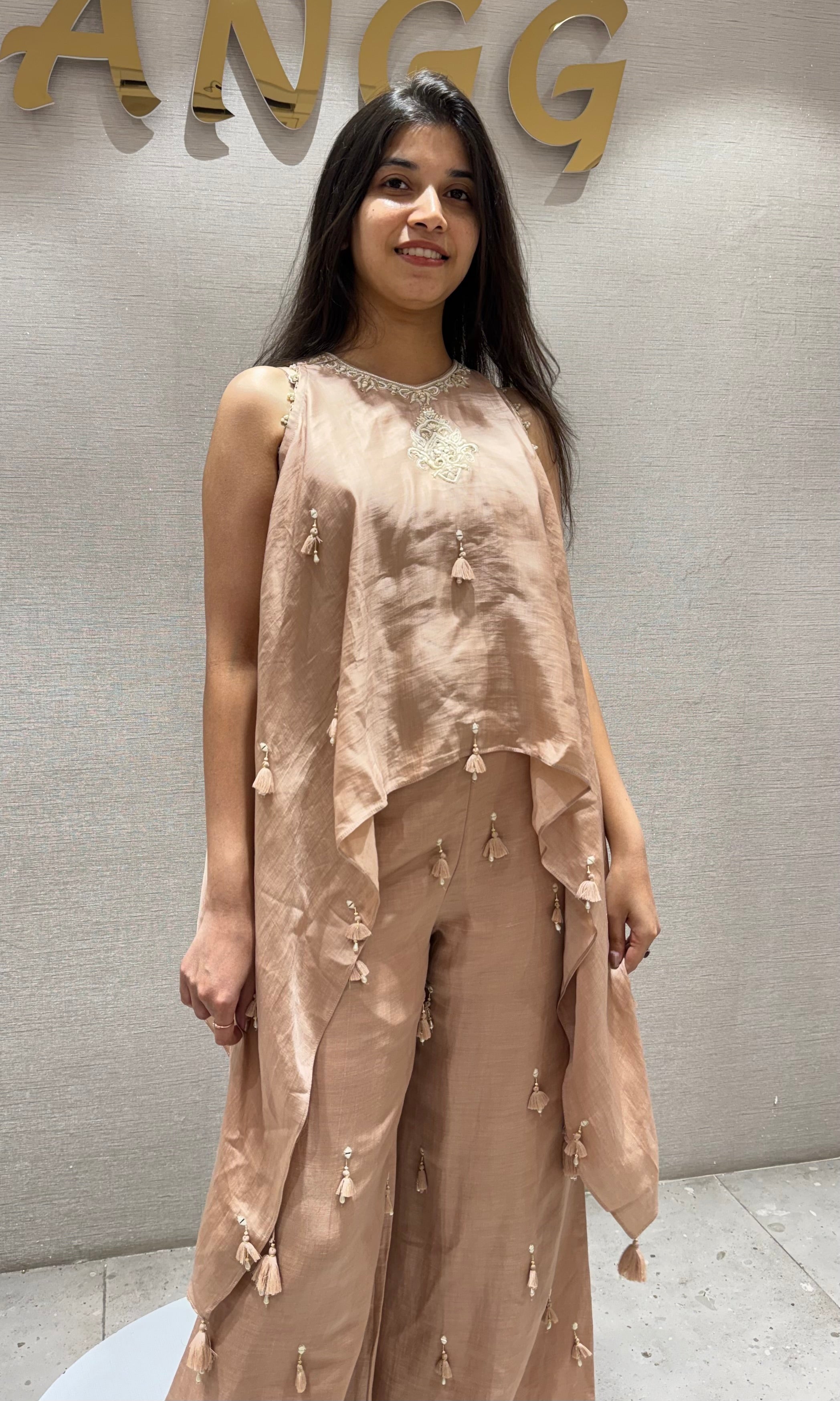 PEACH Embroidered PALAZZO Set