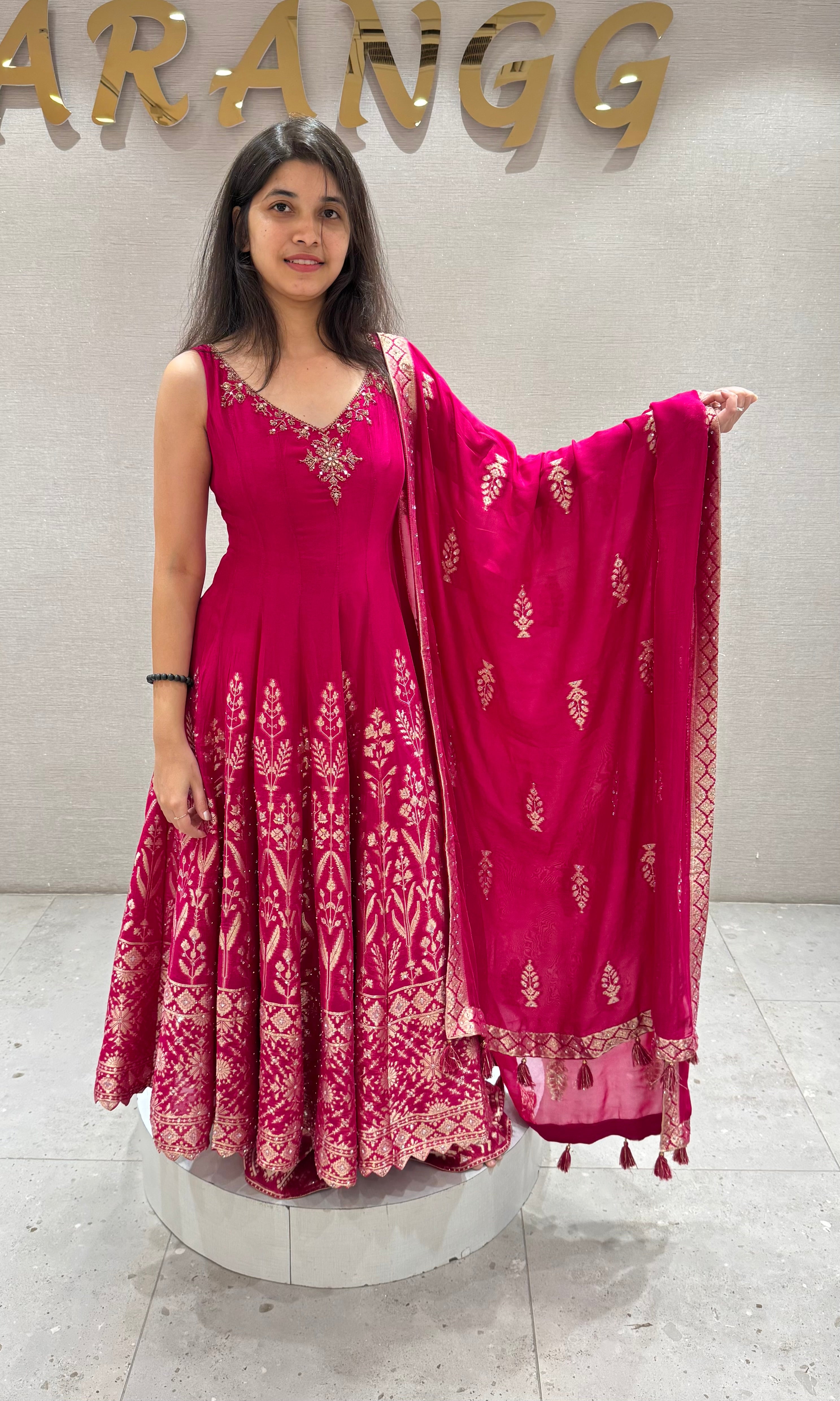 Rani pink EMBROIDERED Anarkali