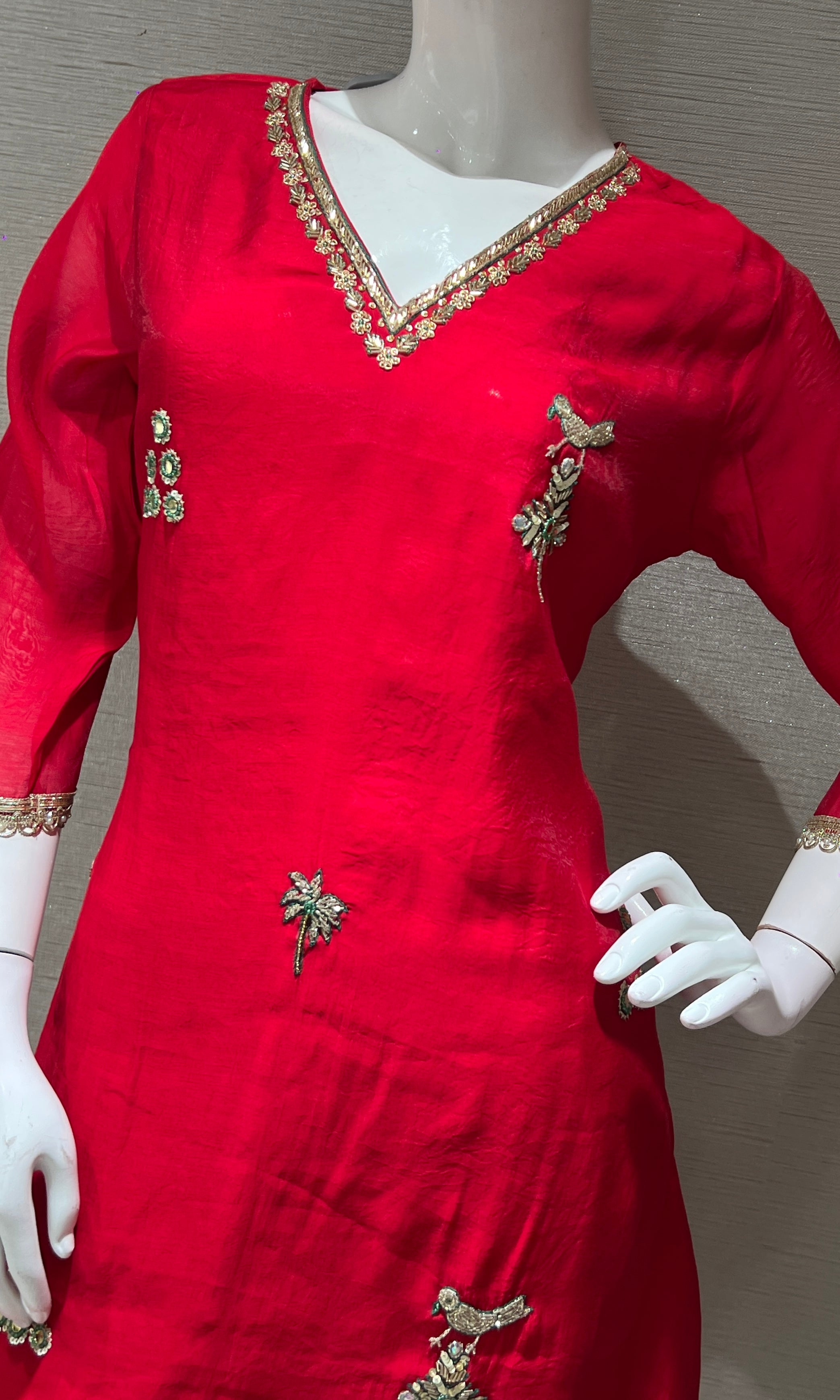 Red KURTA SET WITH DUPATTA