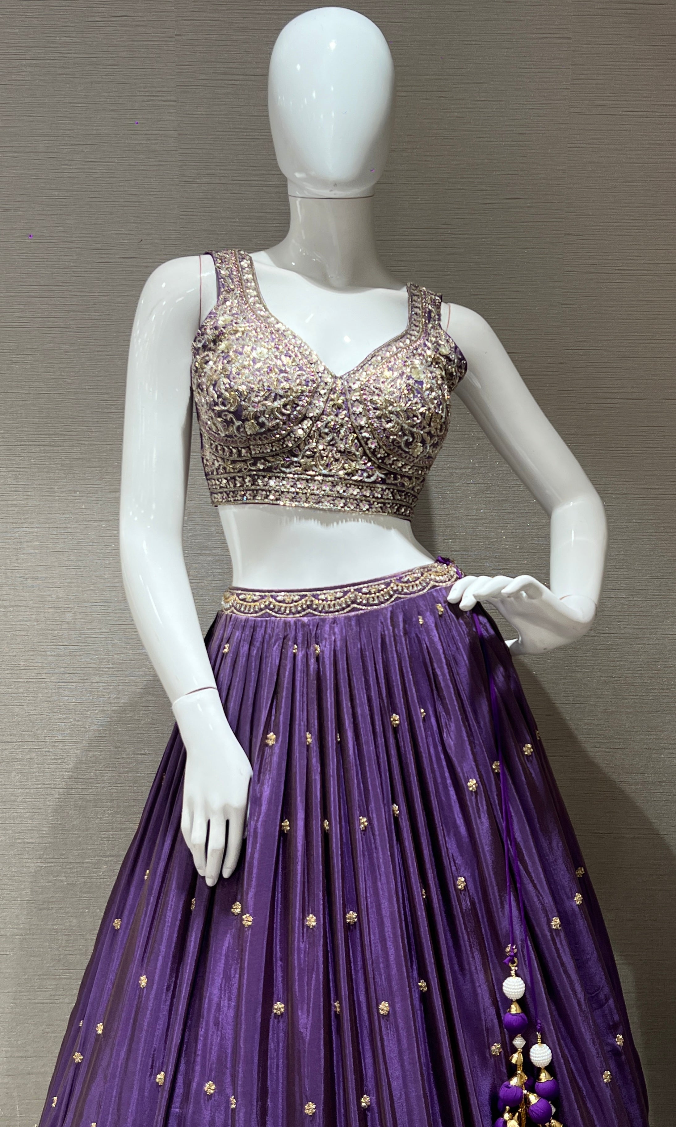PURPLE LEHENGA WITH INTRICATE EMBROIDERY