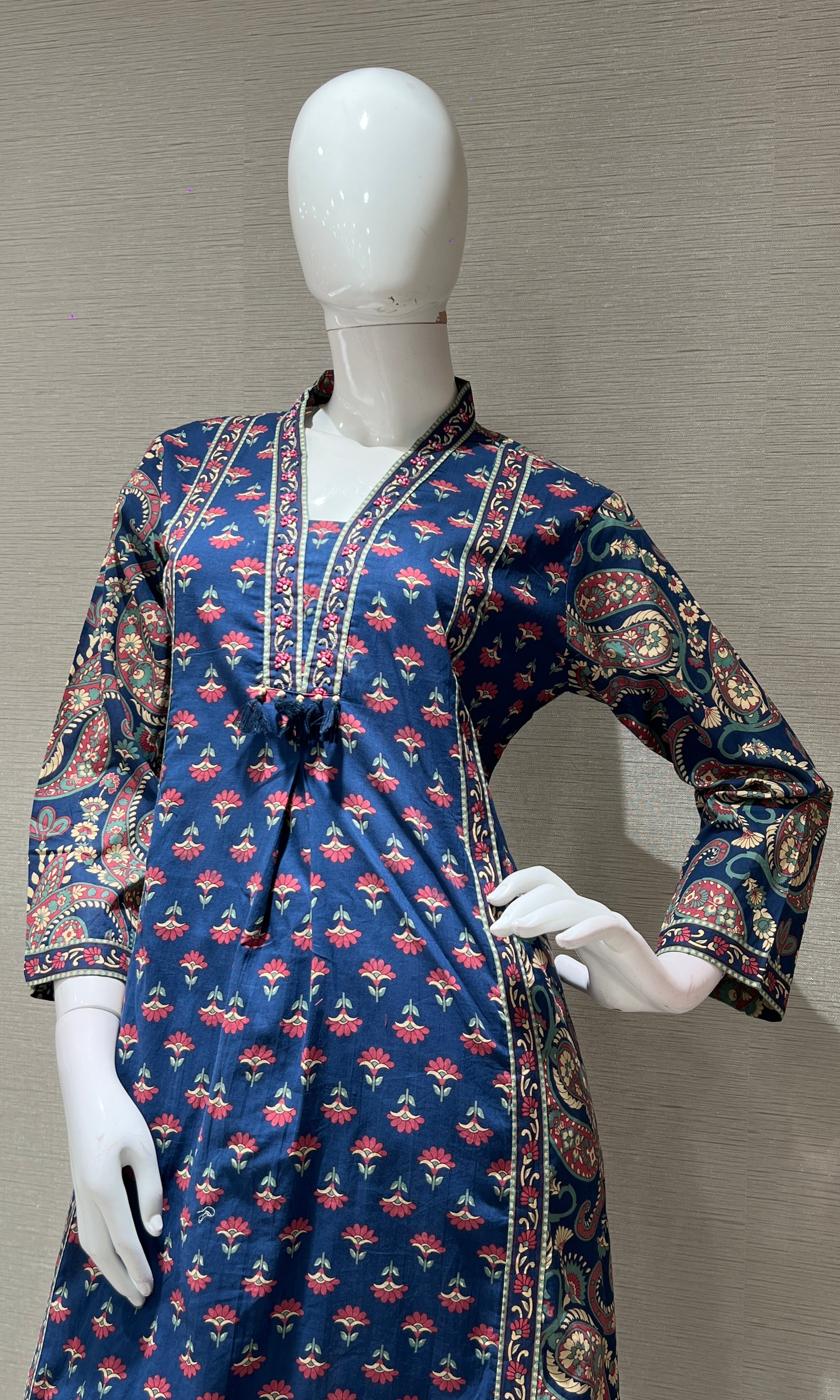 Blue Ethnic Motif Printed Kurta Set