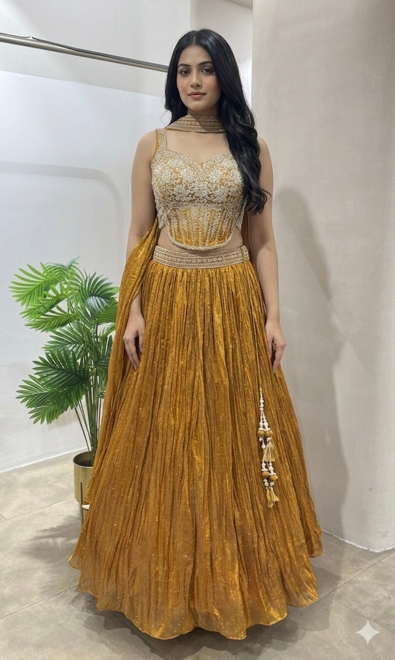 RUST LEHENGA CORSET BLOUSE LEHENGA