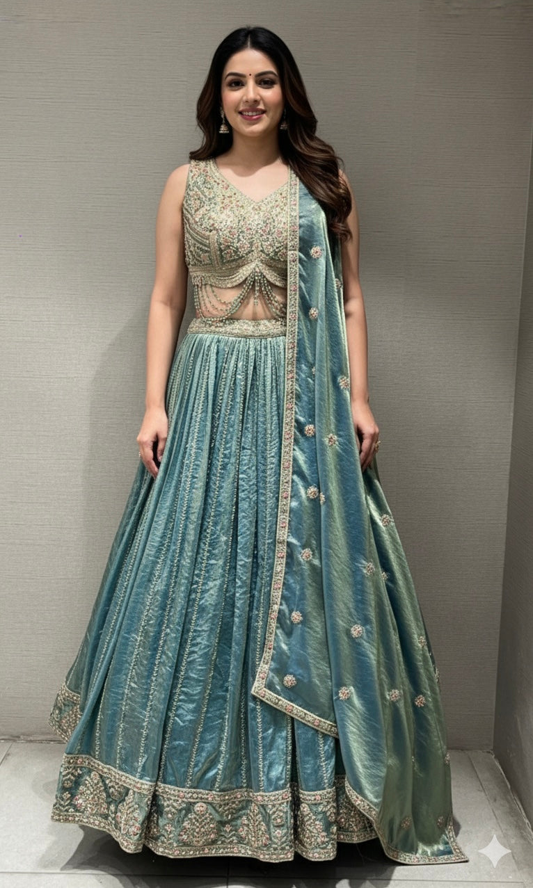 Green GOLDEN EMBROIDERED LEHENGA