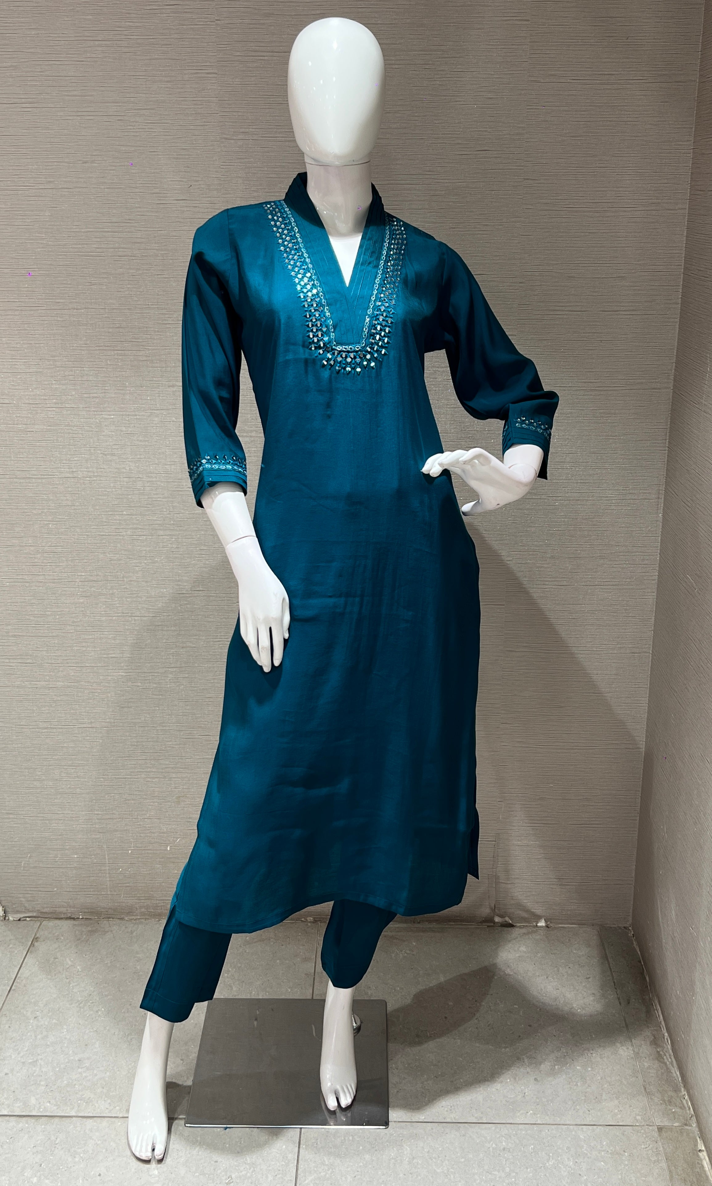 PEACOCK BLUE KURTA SET