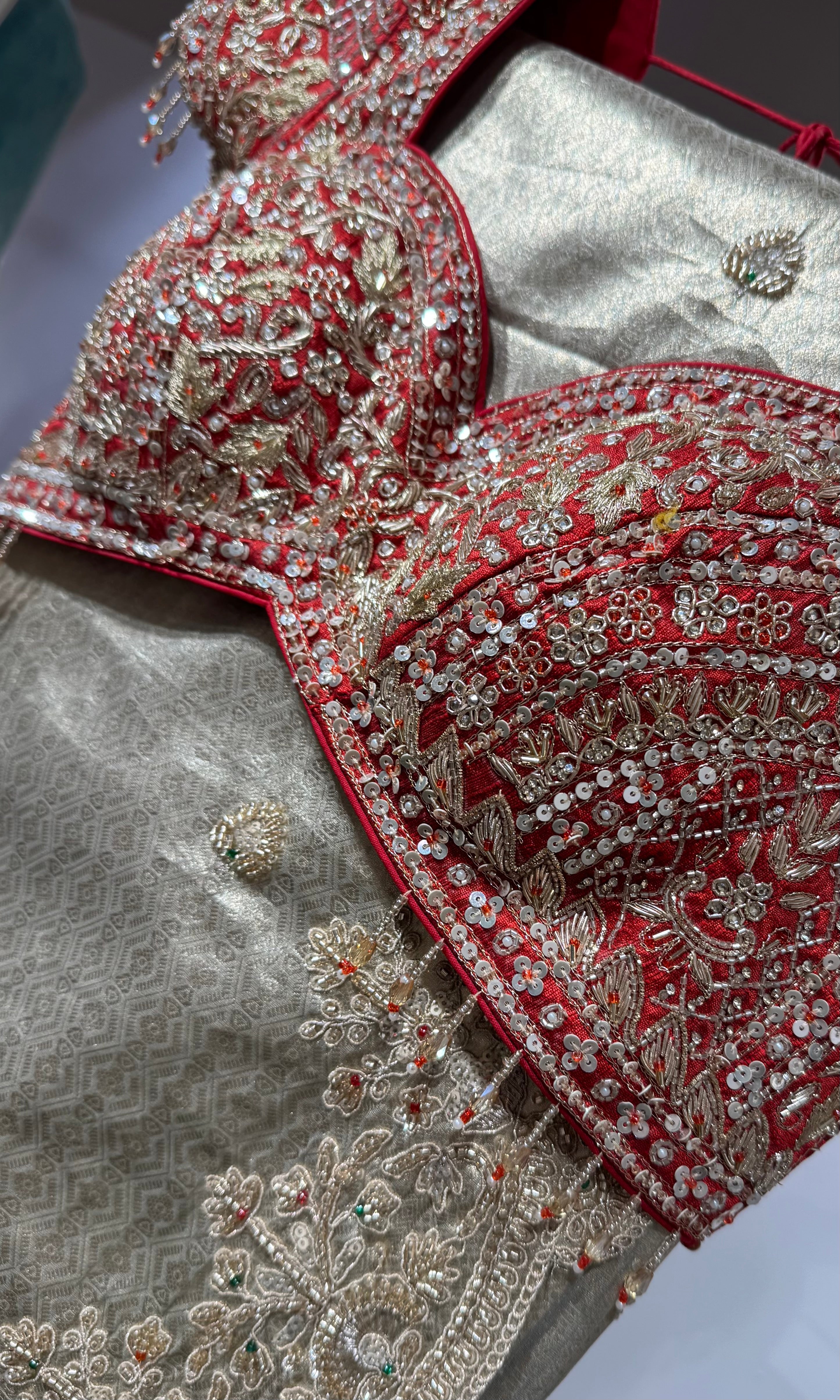 Red Embroidered Silk Saree with Blouse