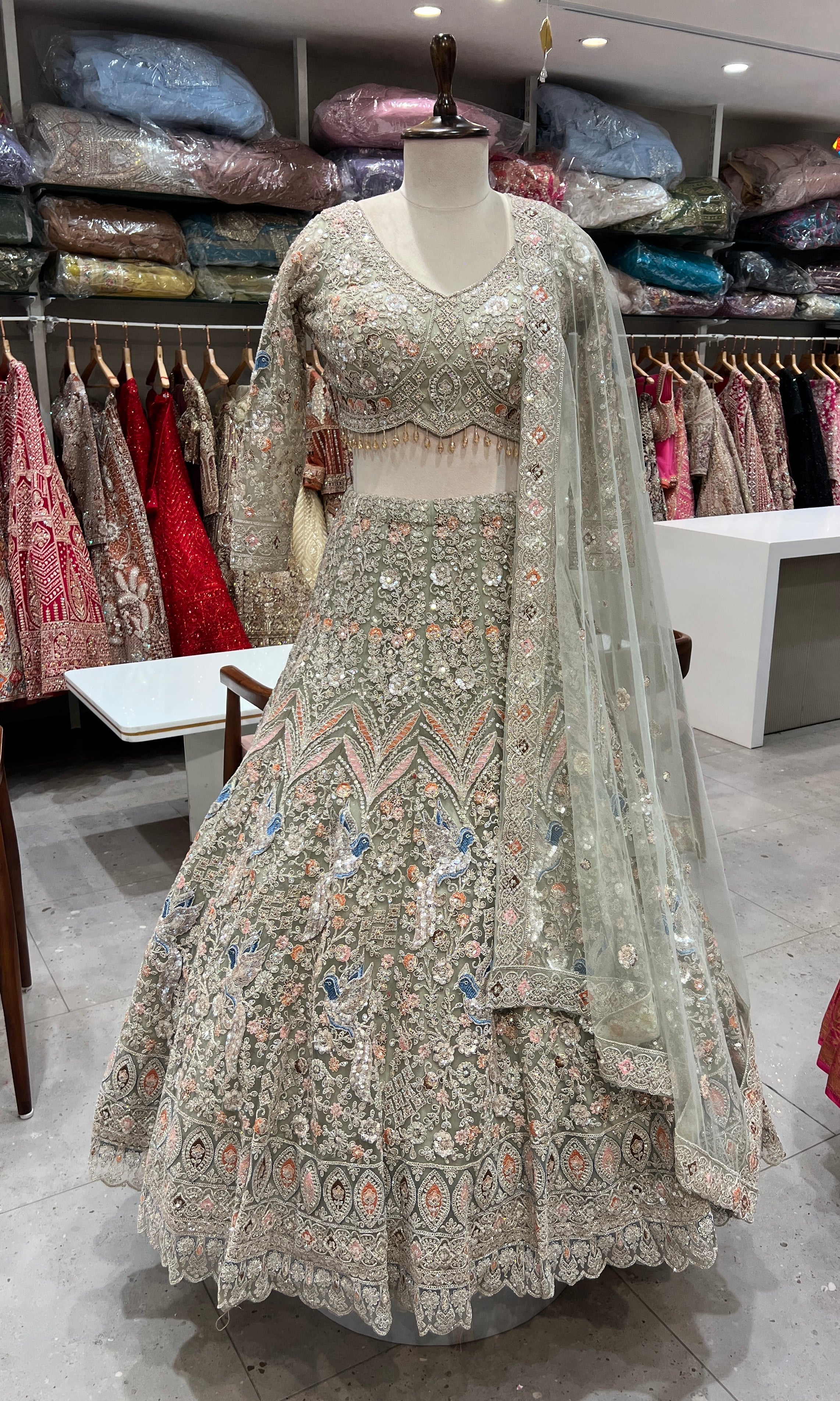 Pista green INTRICATE EMBROIDERED Lehenga