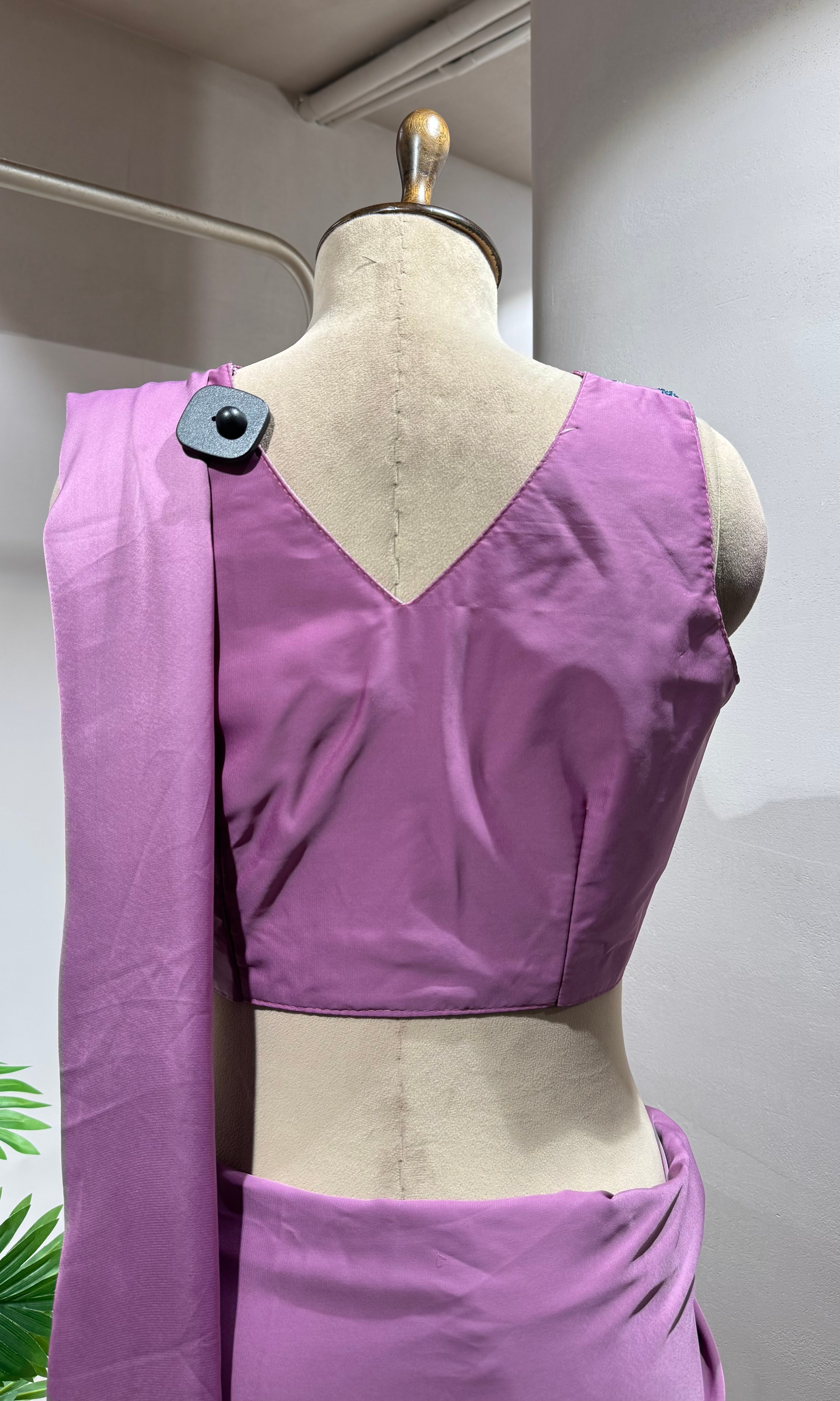 LILAC Drape Saree WITH EMBELLISHED BLOUSE