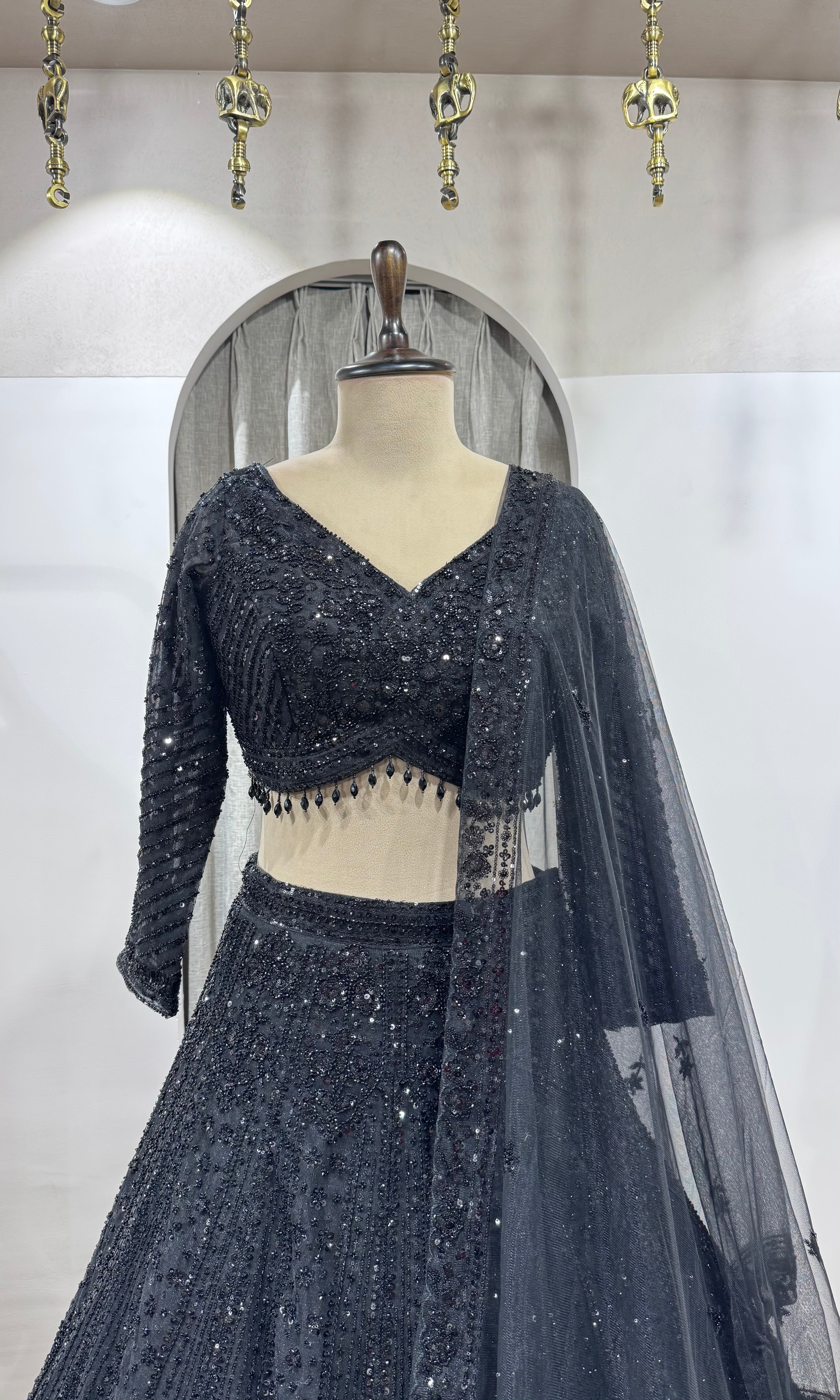 Regalia Black Embroidered bridal Lehenga