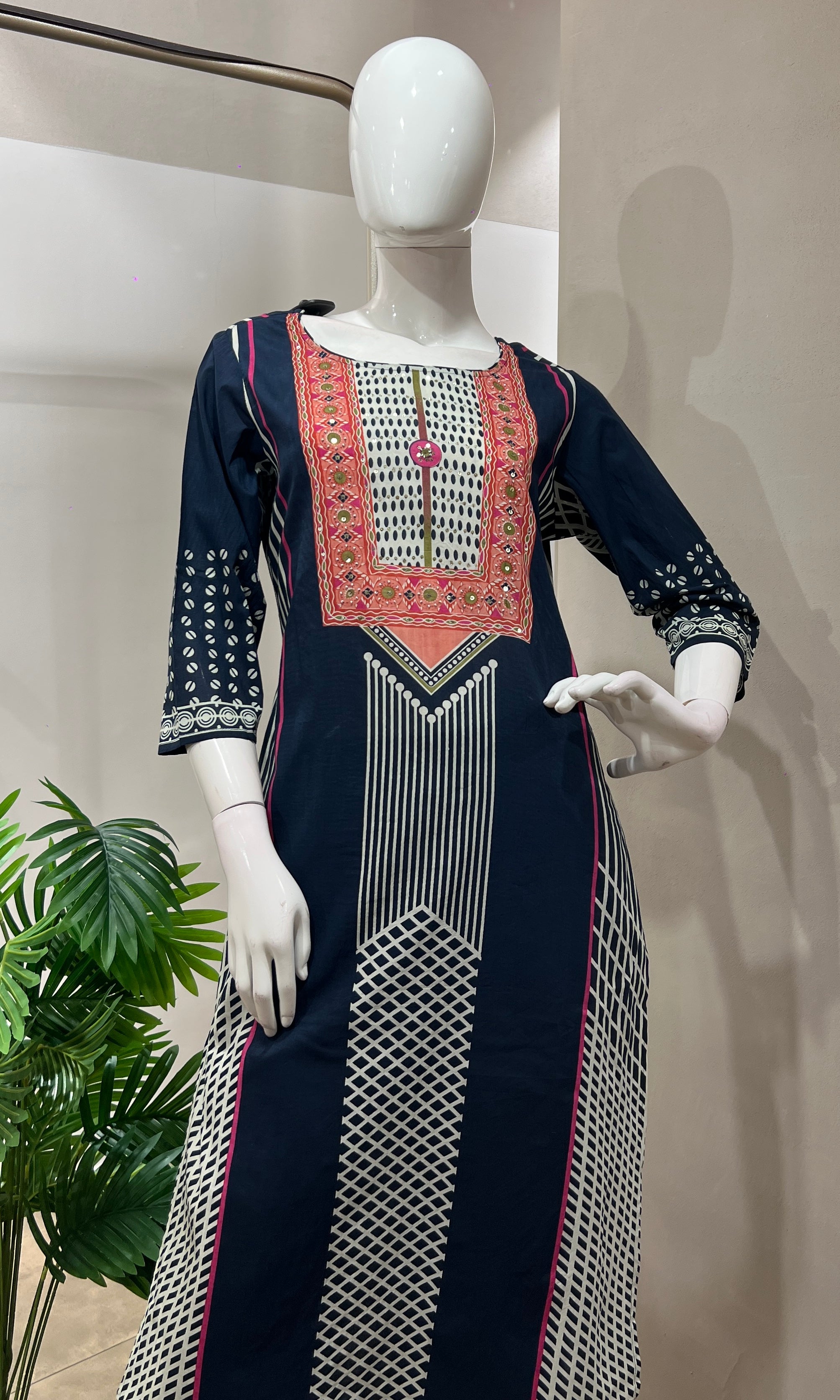 Blue ETHNIC PRINTED kurta set