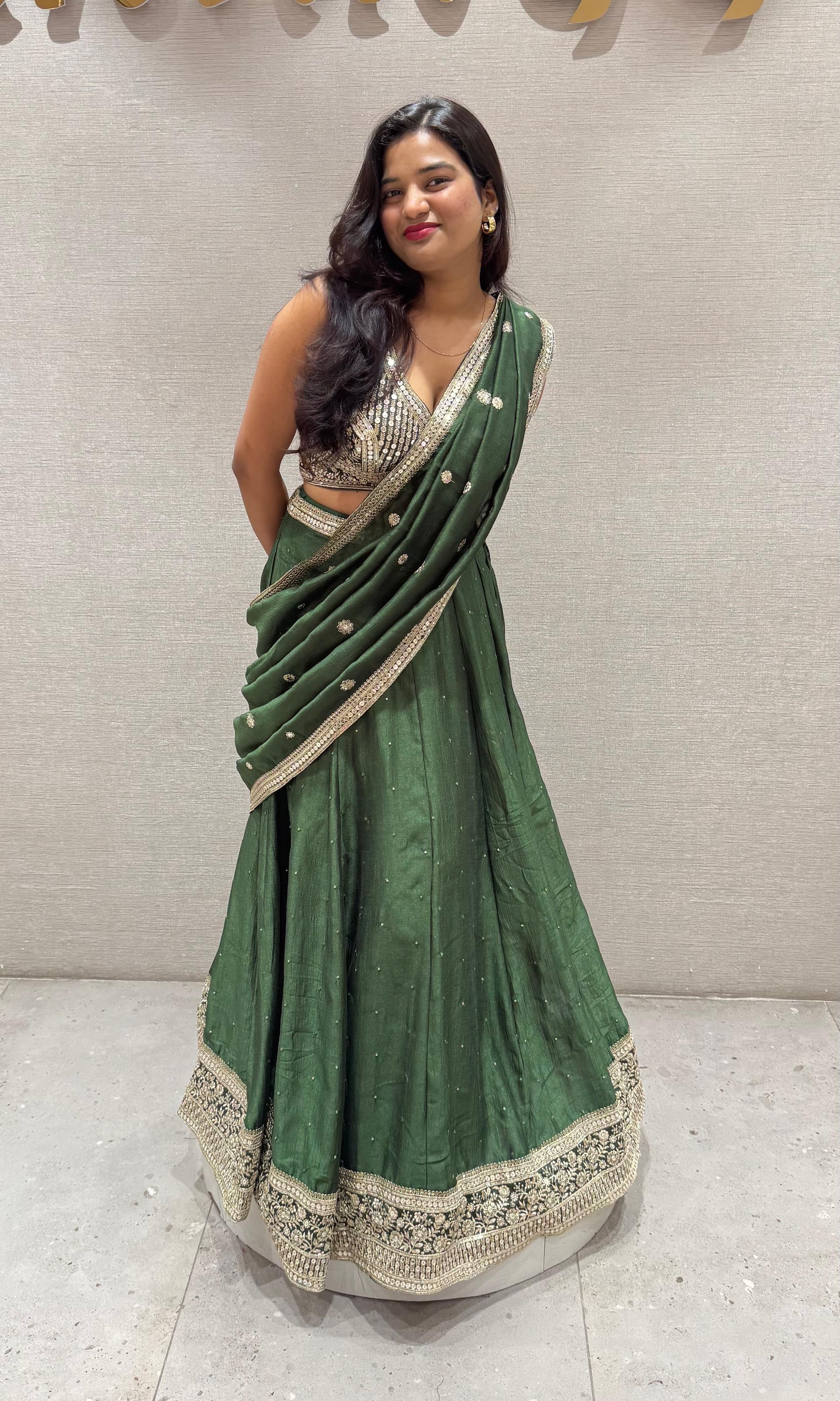 Green Embroidered Lehenga Choli