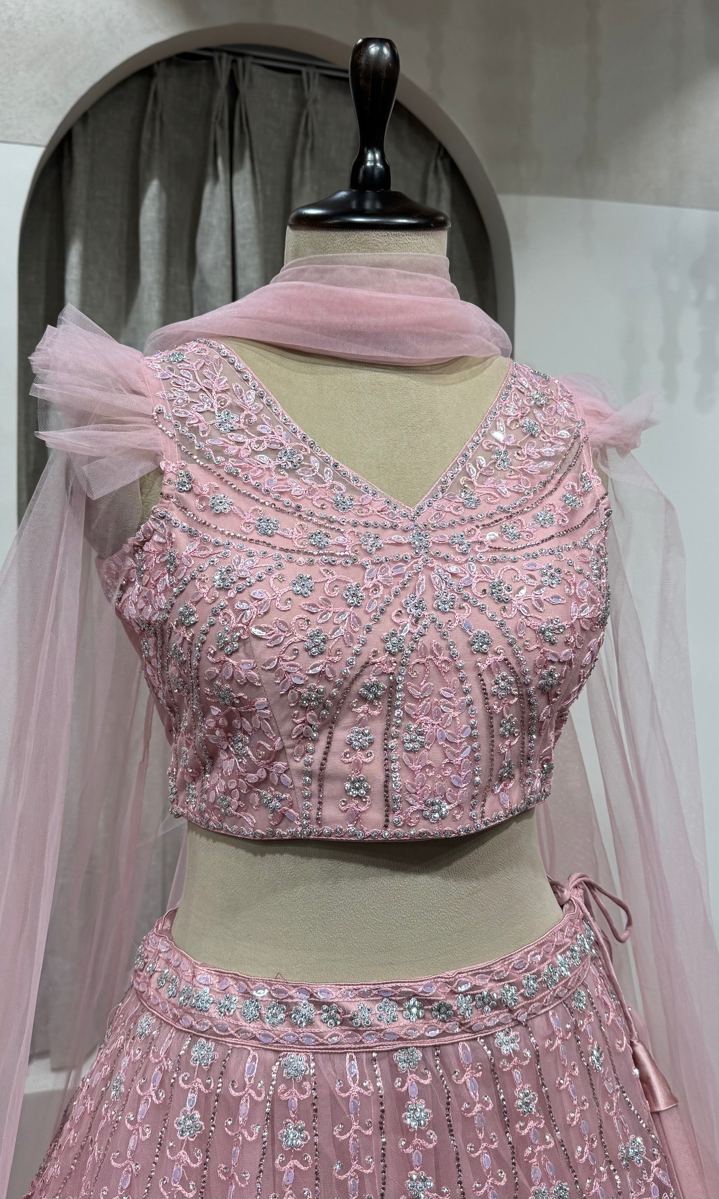 dusty rose pink lehenga crop top lehenga