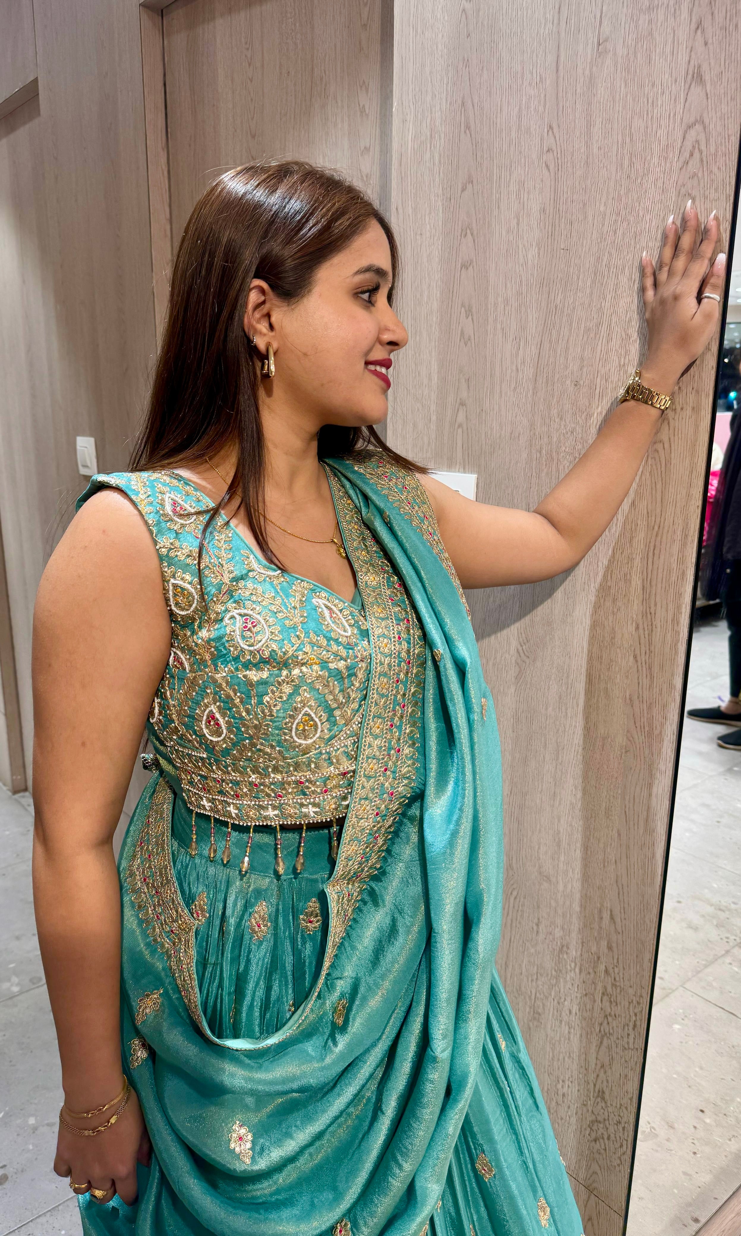Light blue croptop Lehenga