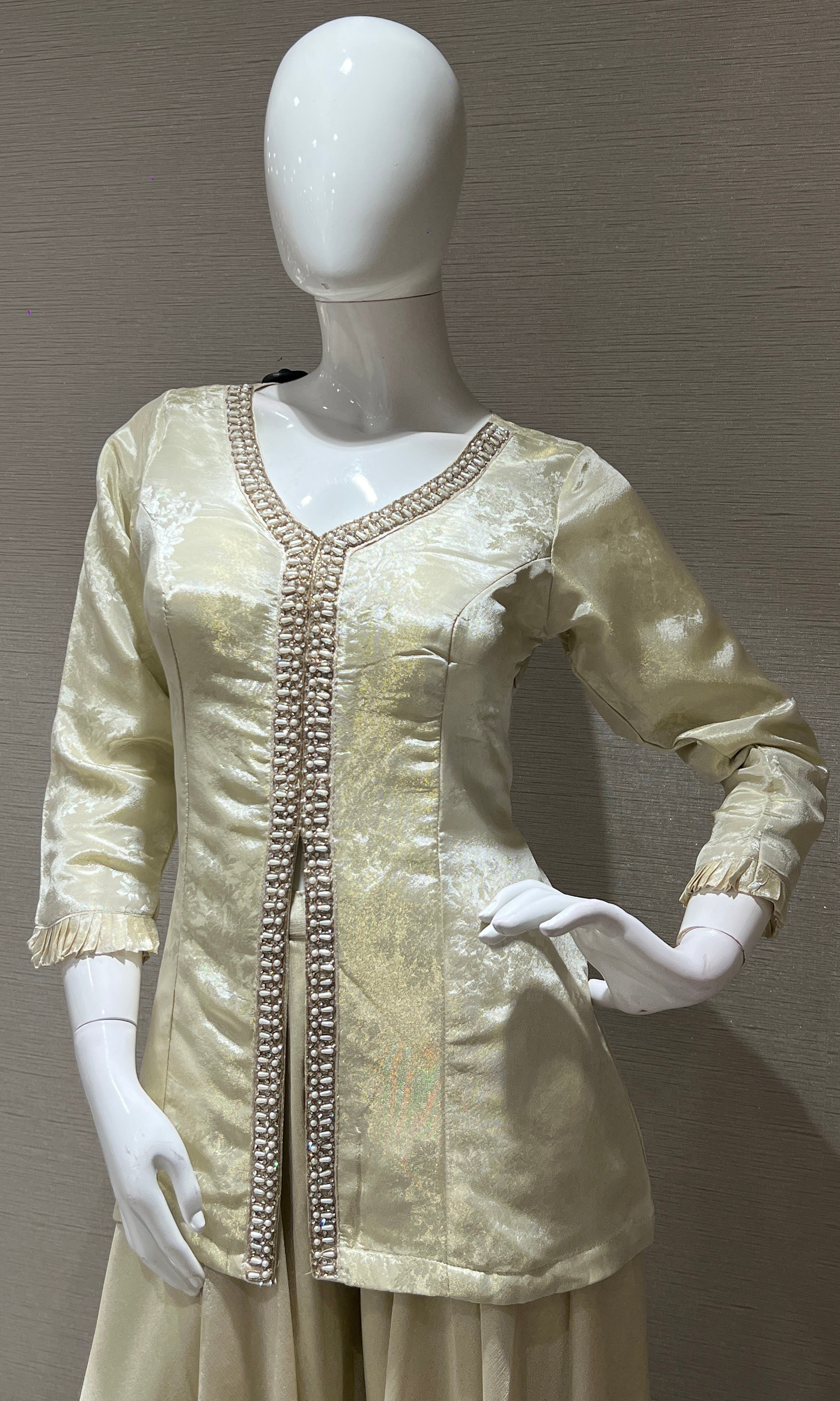 Half White Embroidered Sharara Palazoo