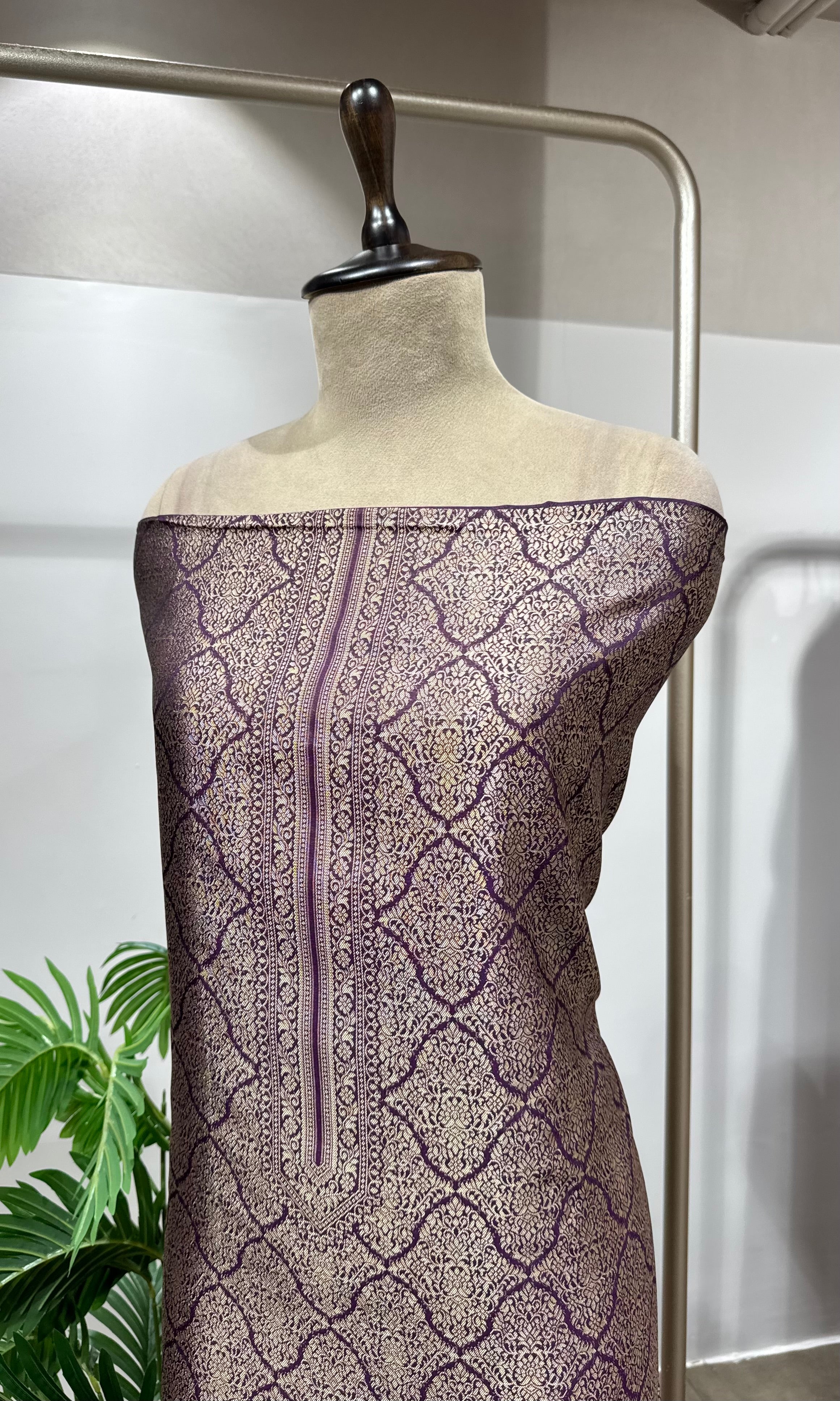Wine Banarasi Silk DRESS MATERIAL