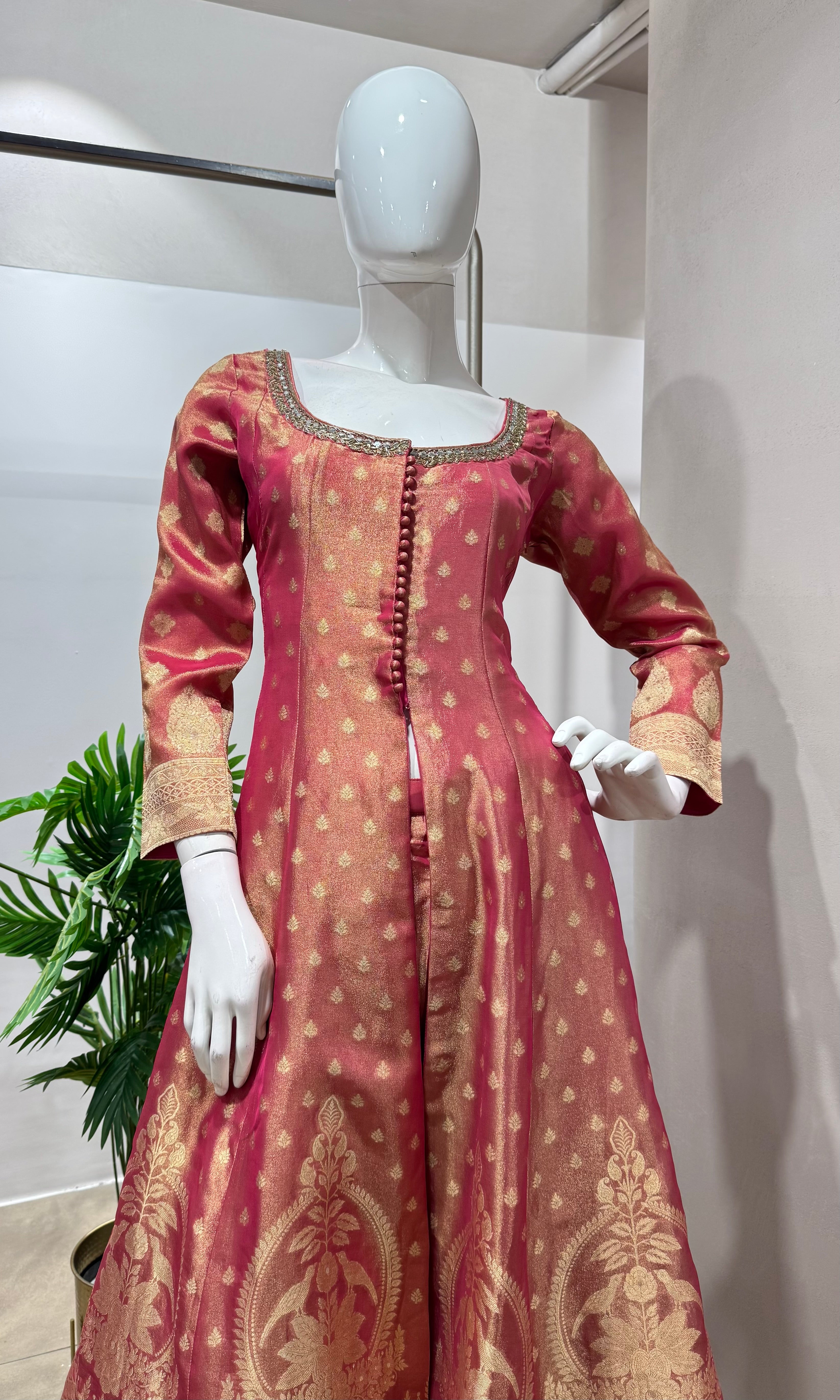 Pink ANARKALI WITH PALAZZO PANTS