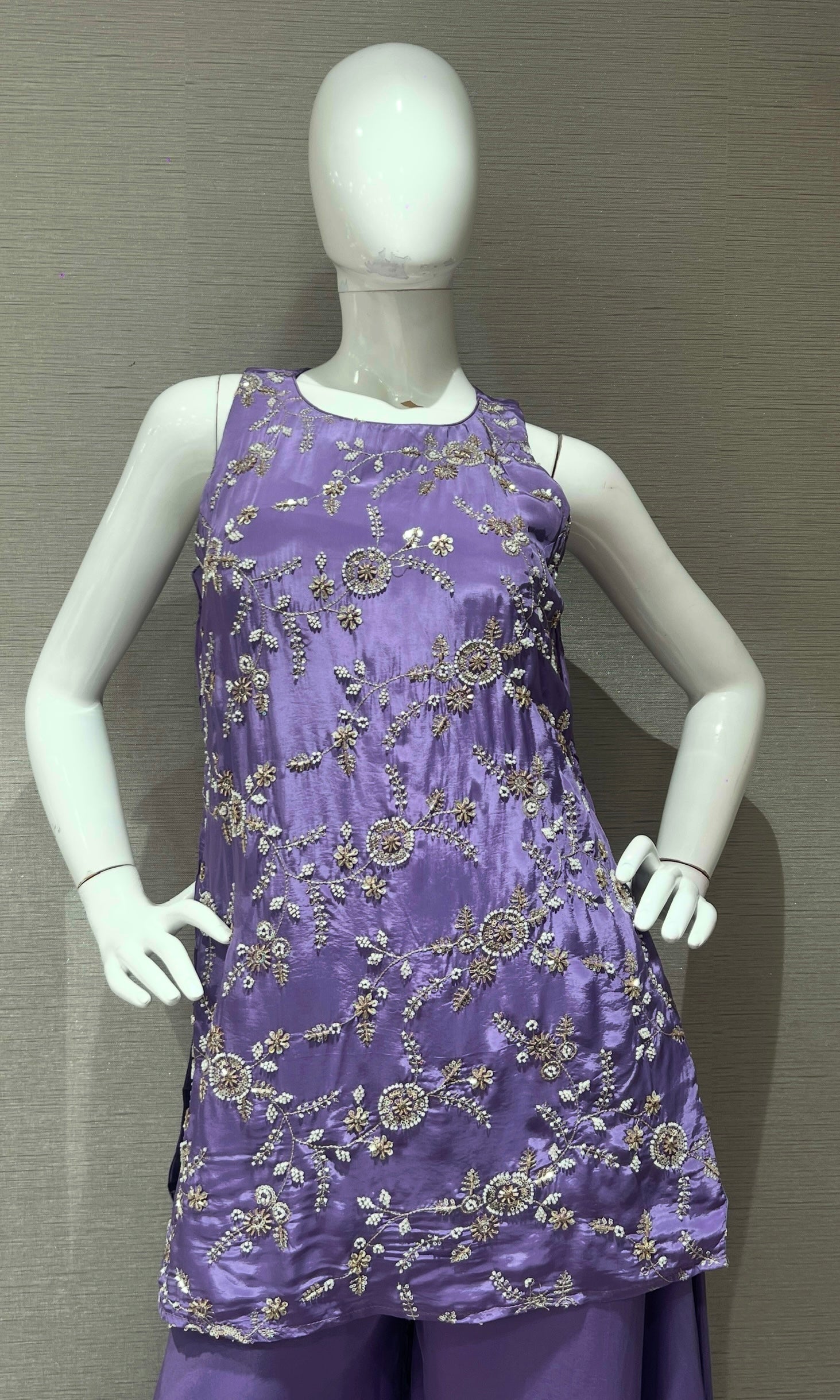Purple Floral Embroidered Ethnic Sharara set