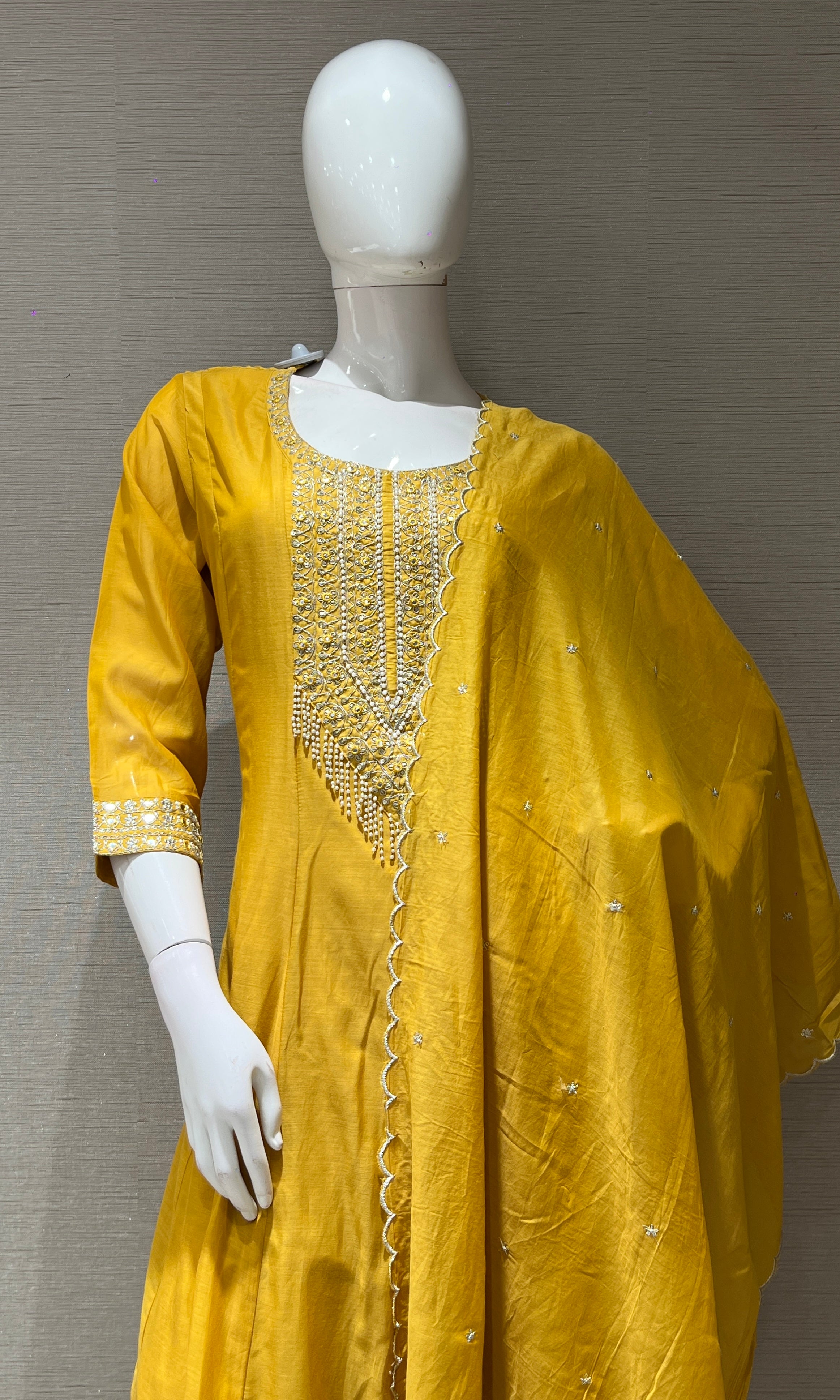Yellow EMBROIDERED Anarkali KURTA SET