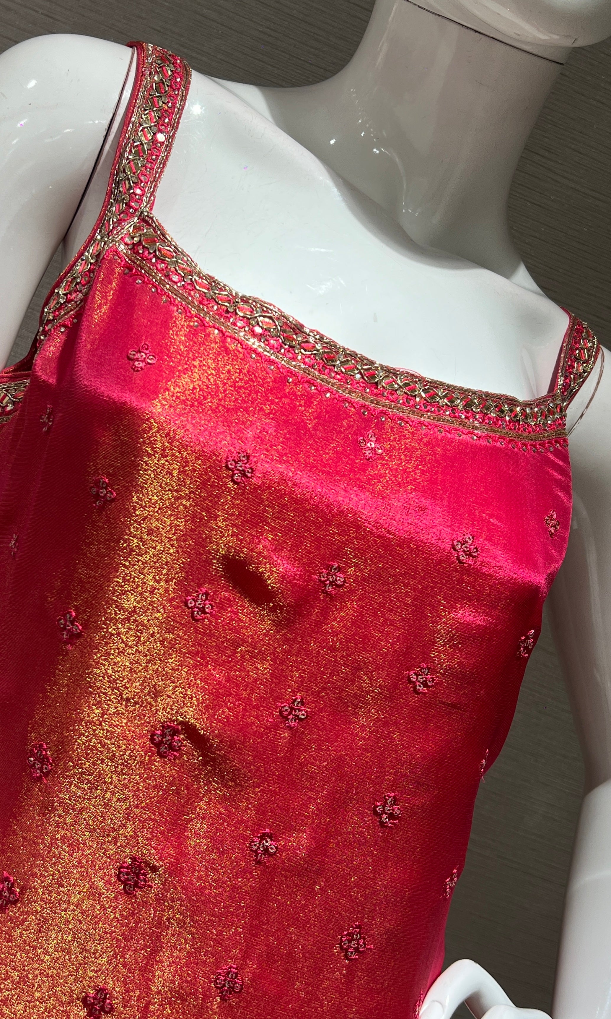 pink and gold Embellished kurta set
