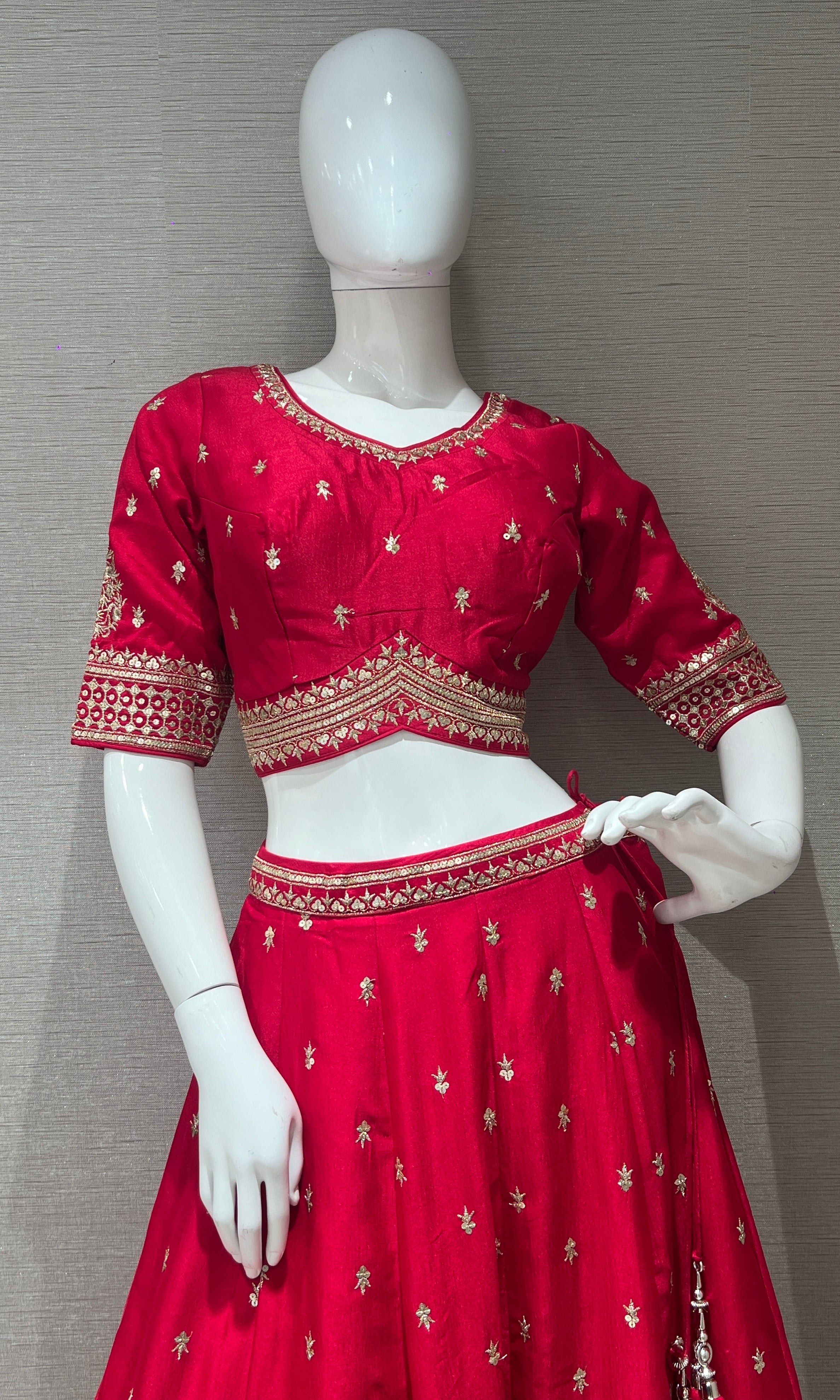 Pink croptop Lehenga