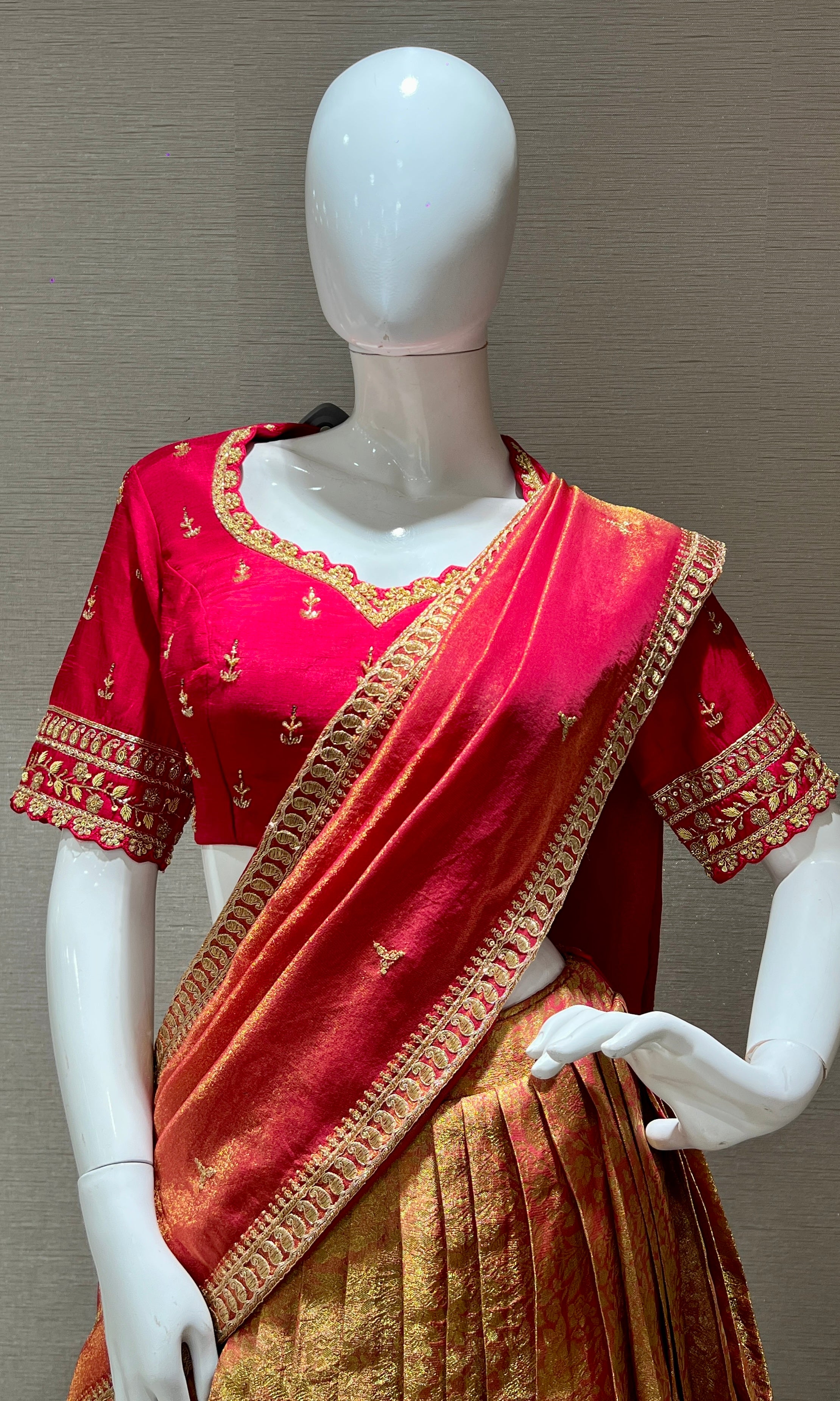 Banarasi Beauty – Red & Gold Traditional Lehenga Set