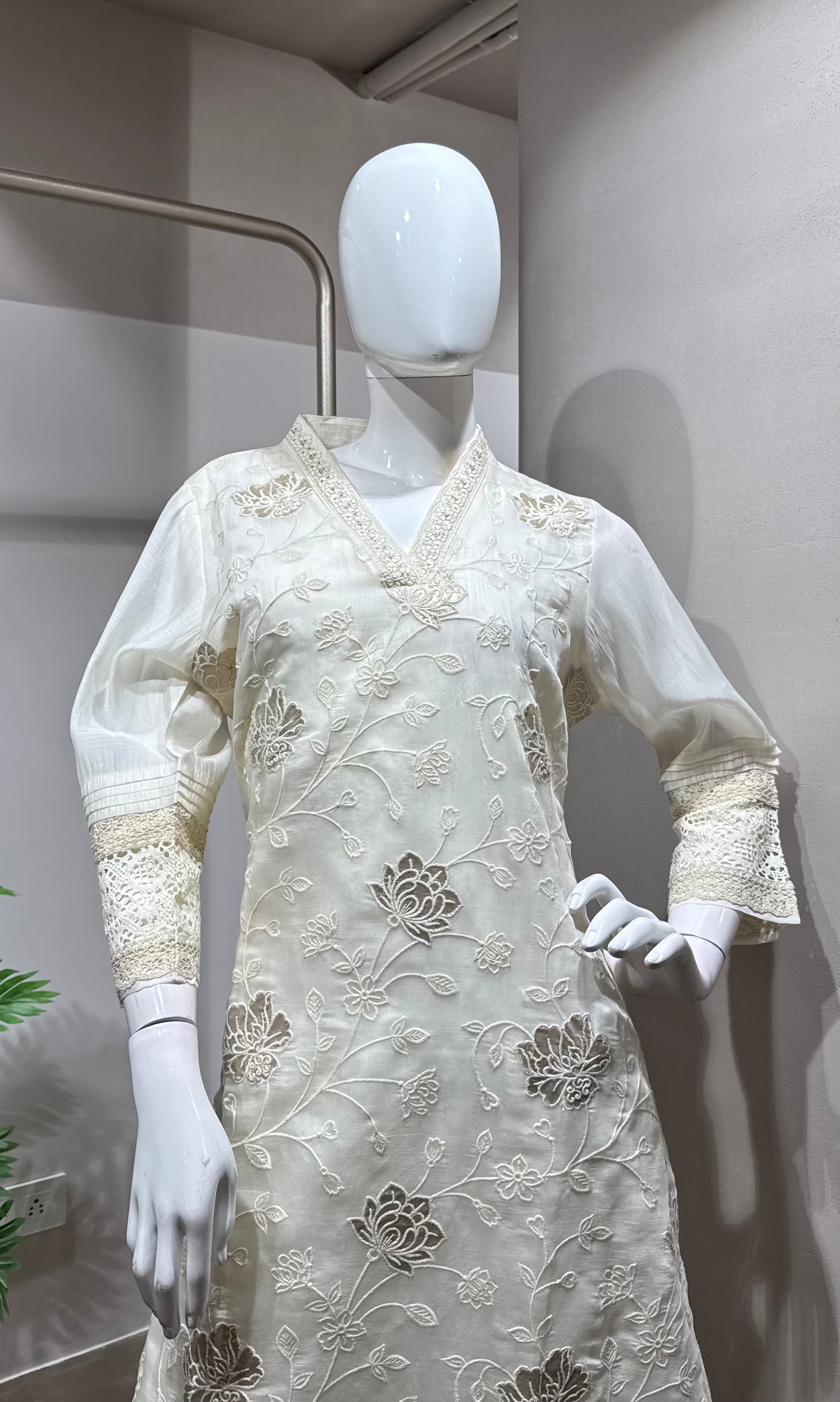 Mustard Cotton Chikankari KURTA Set