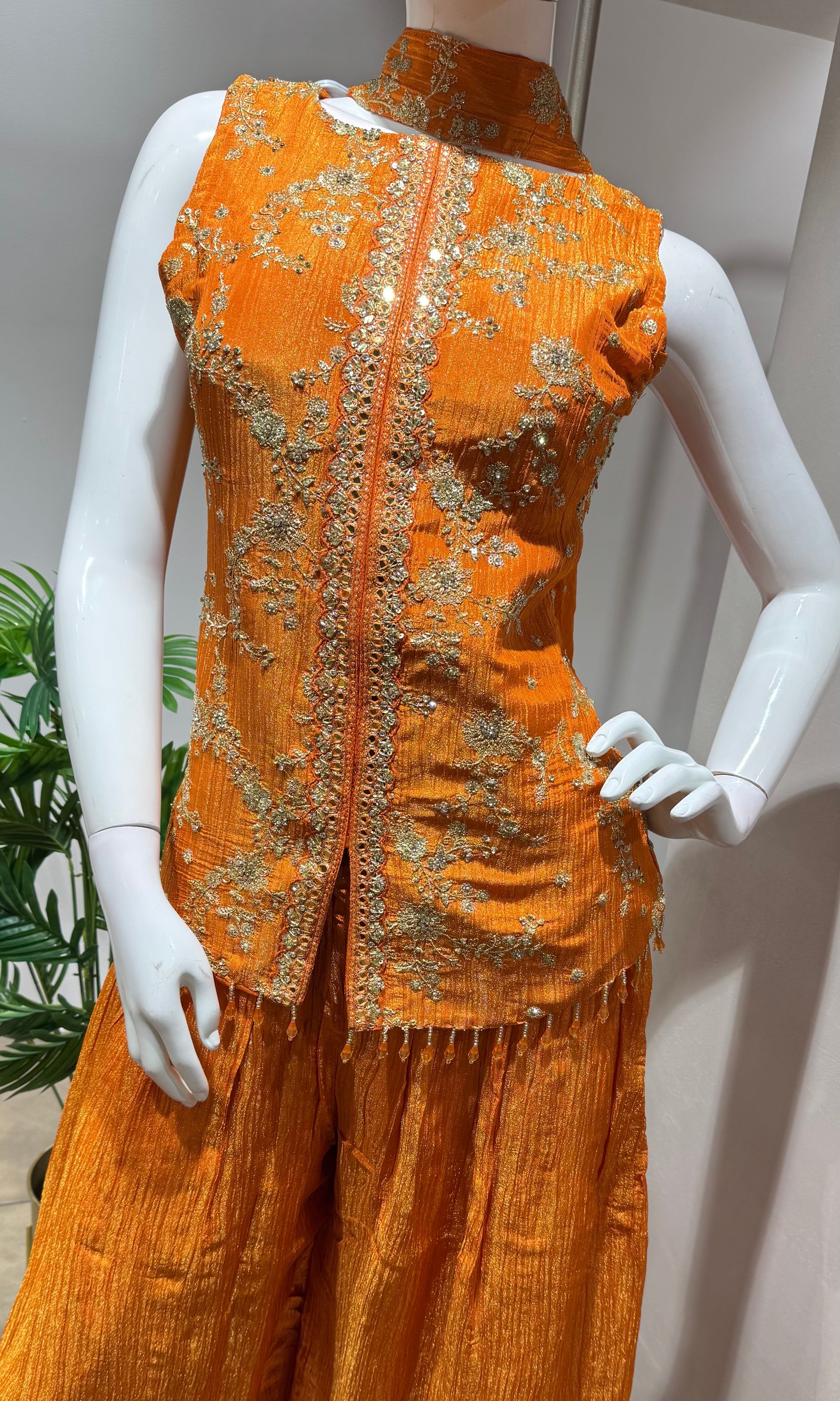 ORANGE GOLDEN ETHNIC PALAZZO SET